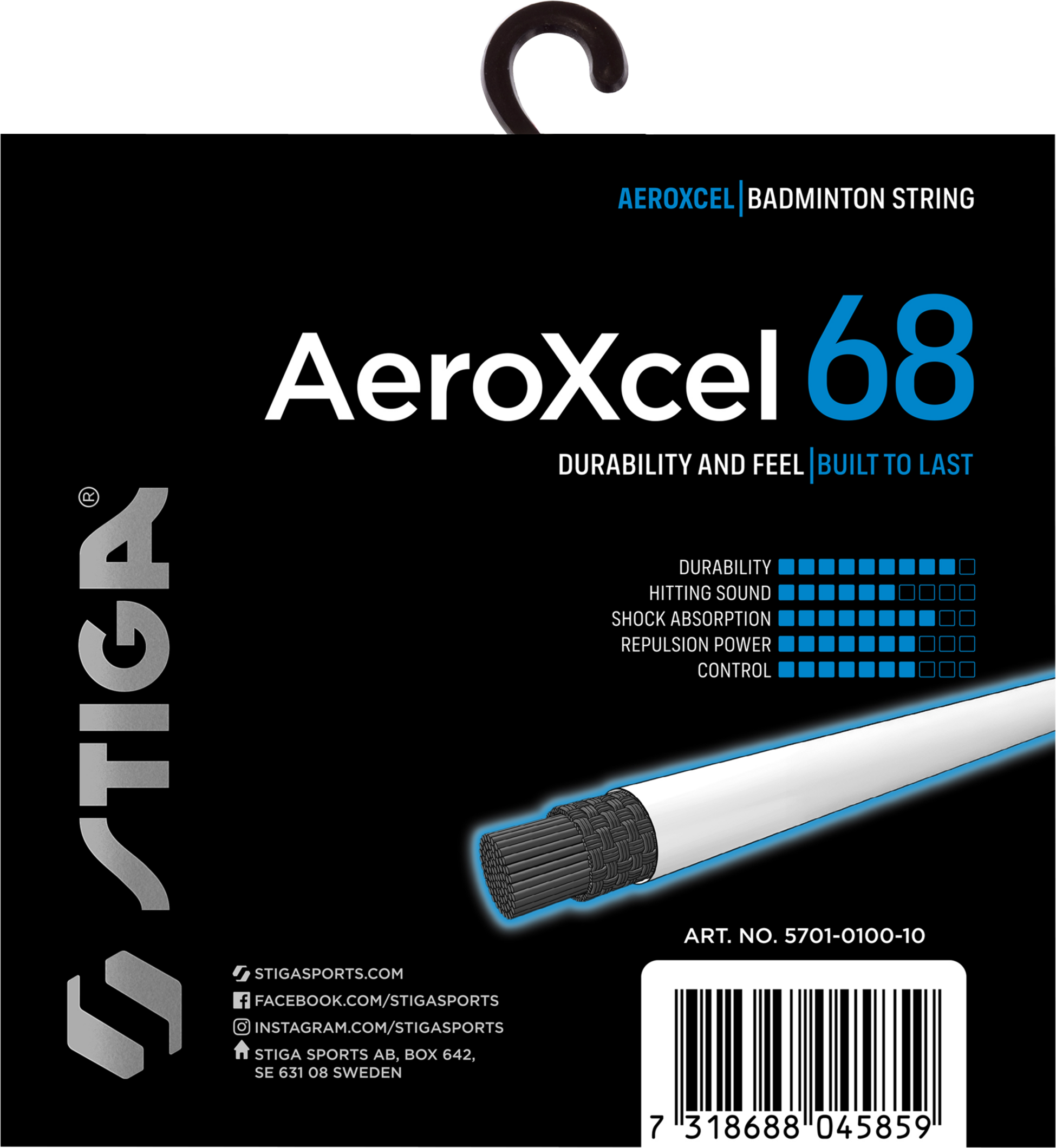 STIGA, Badminton String Aeroxcel 68&nbsp;200m Reel White