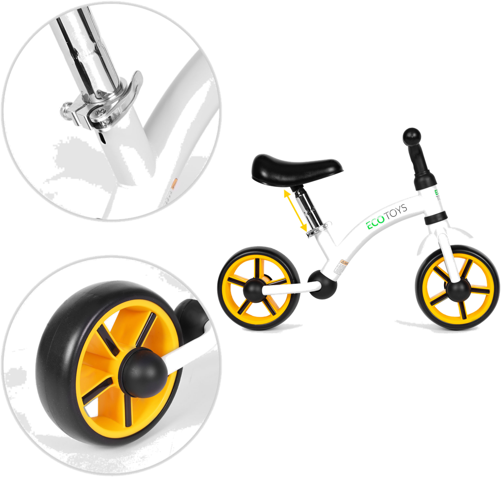 NORTHIX, Balance Bike For Children, Eva Wheels, Adjustable Seat, Black, Ecotoys