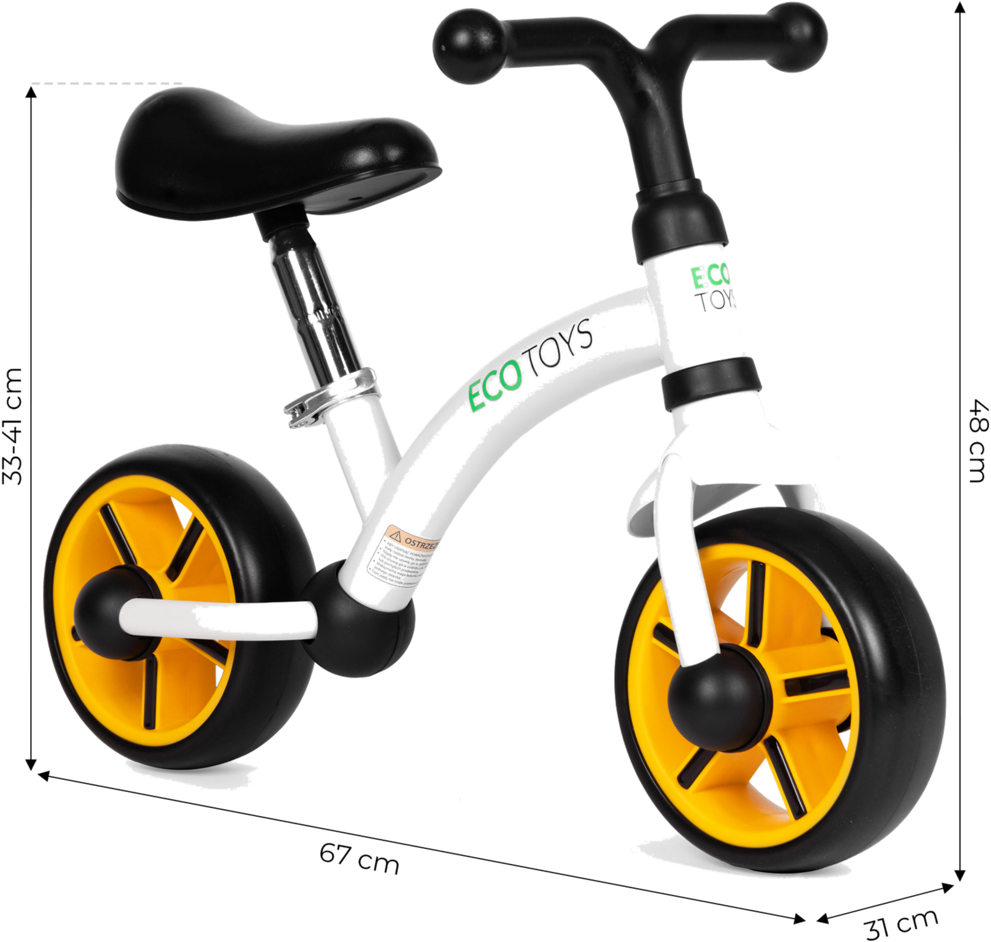 NORTHIX, Balance Bike For Children, Eva Wheels, Adjustable Seat, Black, Ecotoys