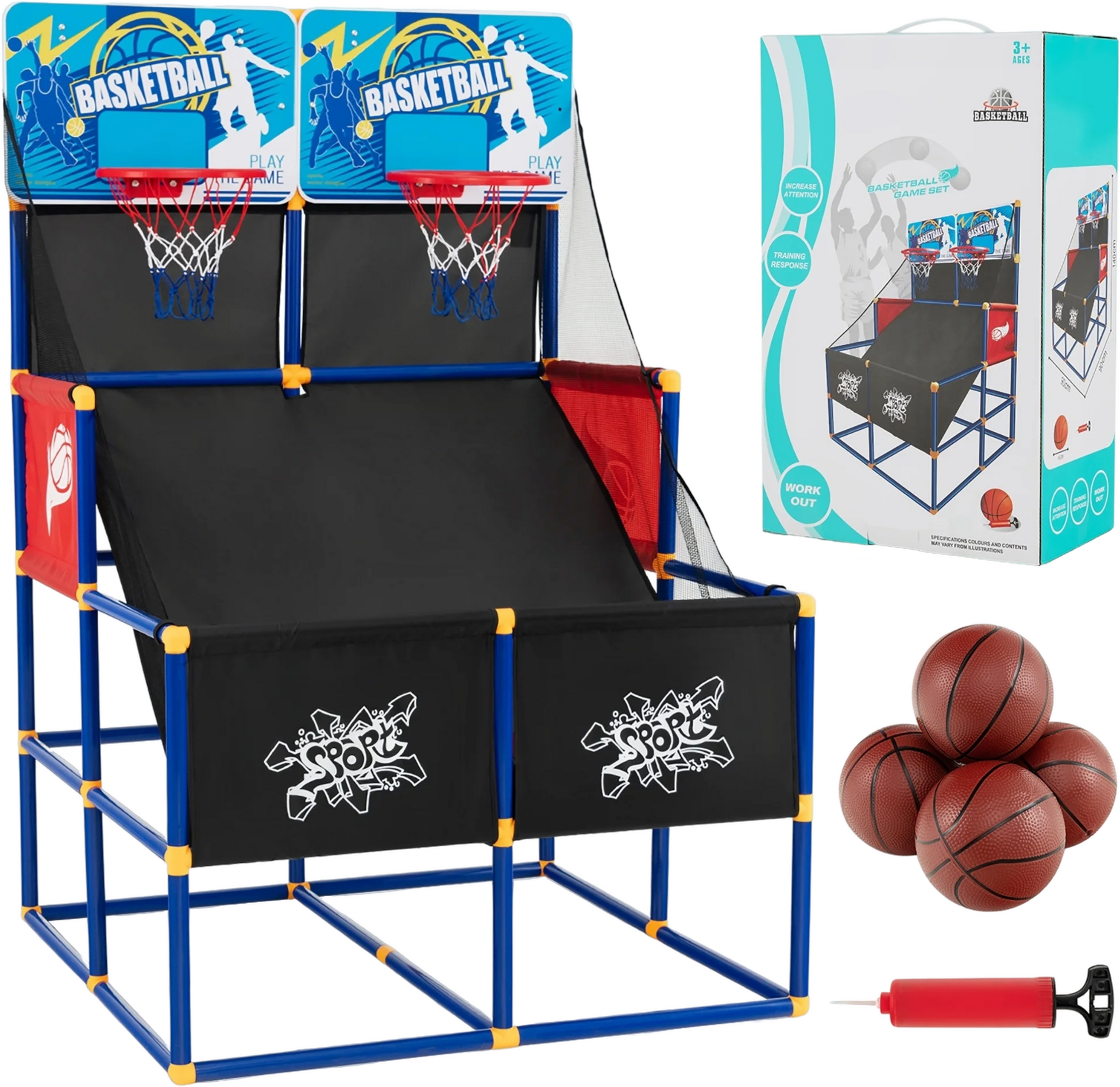 NORTHIX, Basketball Arcade Game For Children Basketball Stand With 2 Baskets 90 X 90 X 140 Cm
