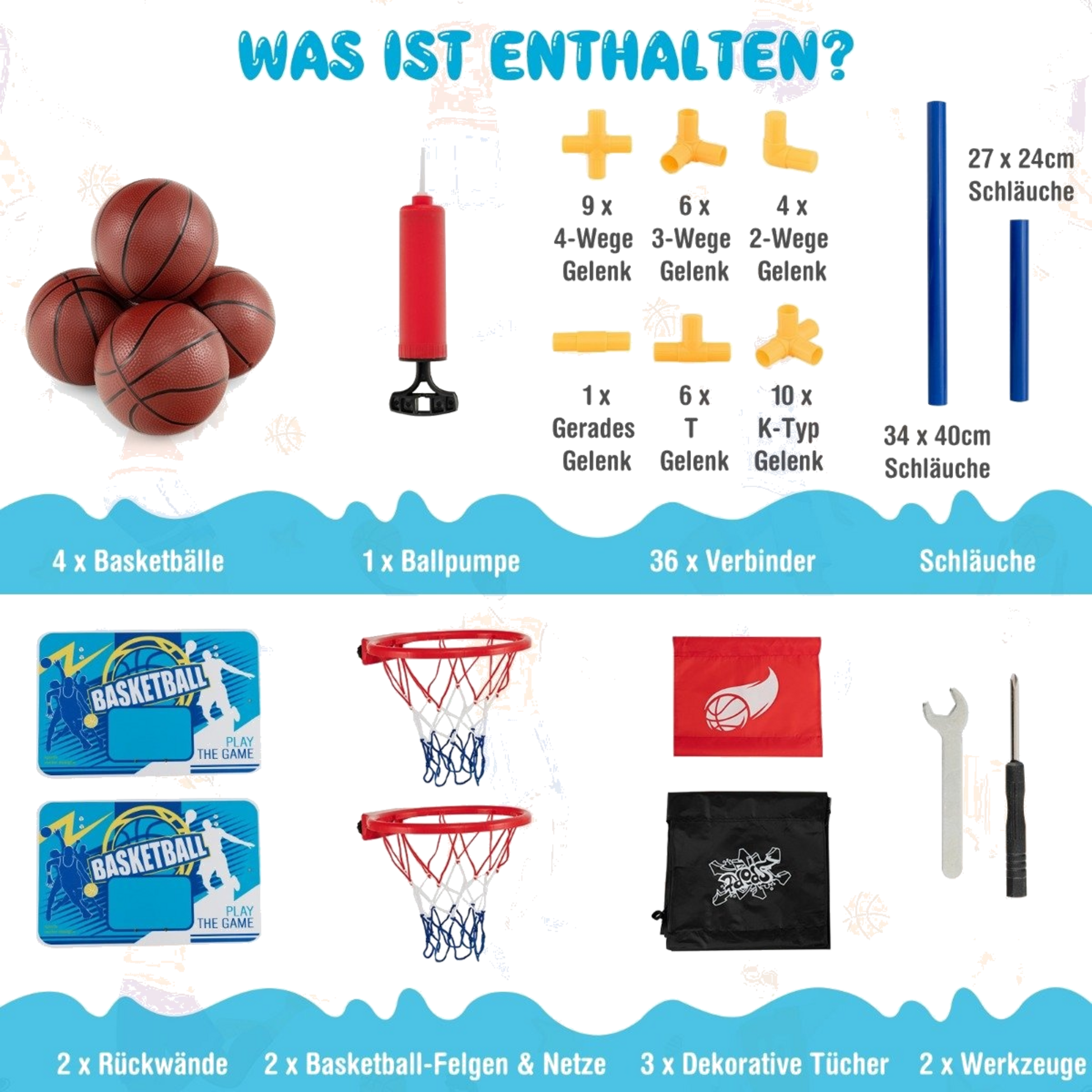 NORTHIX, Basketball Arcade Game For Children Basketball Stand With 2 Baskets 90 X 90 X 140 Cm