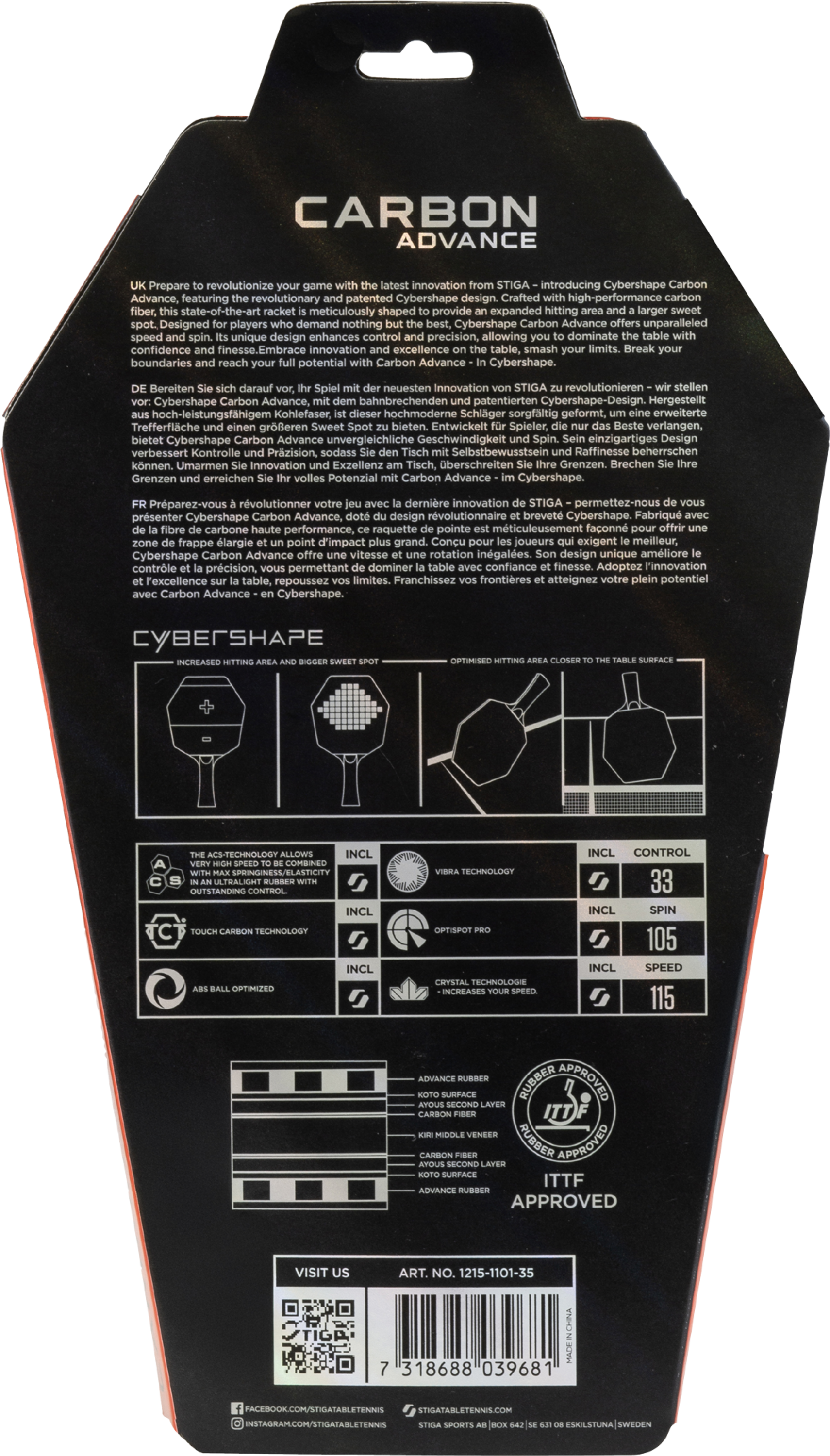 STIGA, Bat Carbon Advance