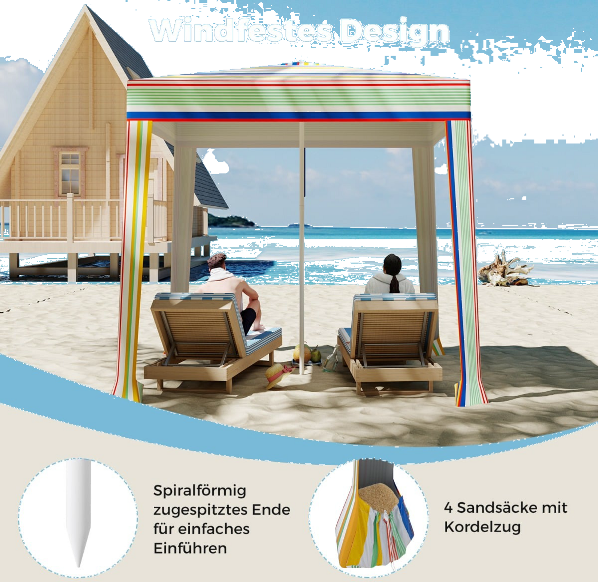 NORTHIX, Beach Tent 2x2m With Sandbags  Carry Bag