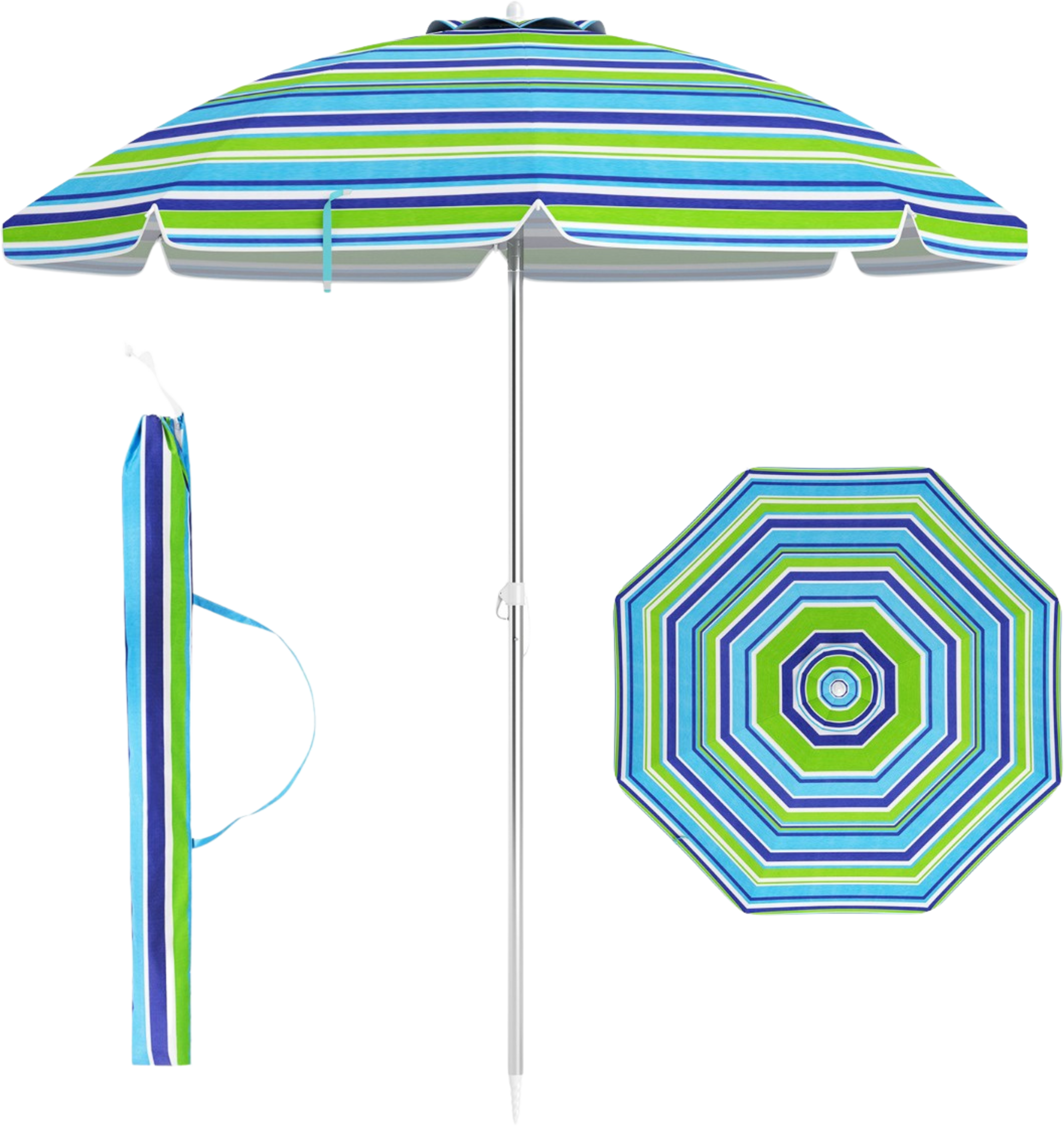 NORTHIX, Beach Umbrella 198cm, Tilt, Sand Anchor, Carry Bag
