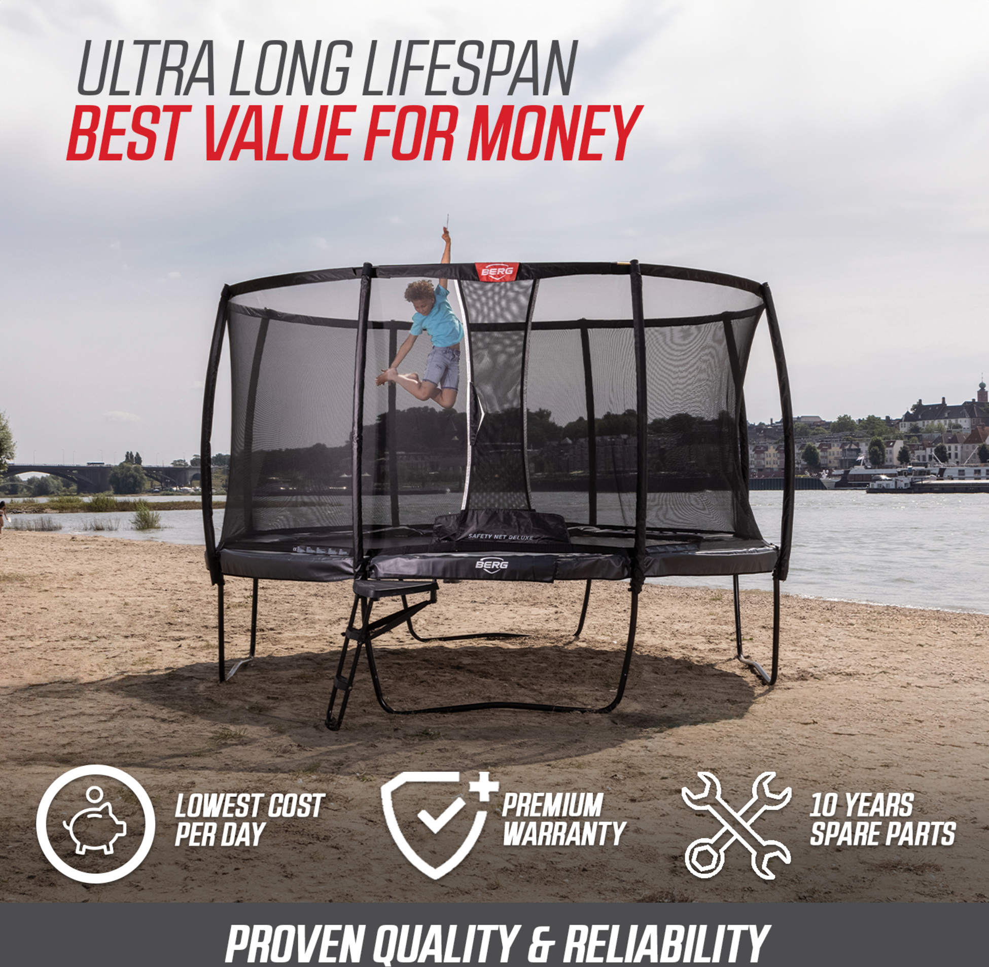 BERG, Berg Ultim Elite Regular 500 Grey + Safety Net Dlx Xl