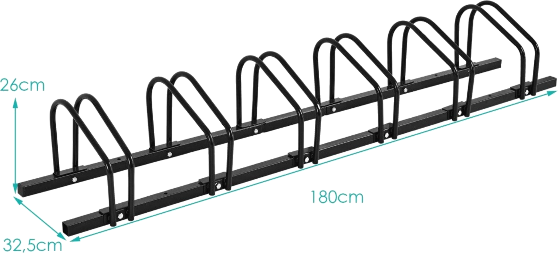 NORTHIX, Bicycle Stand With 6 Bicycle Parking Spaces, Floor Stand, Black