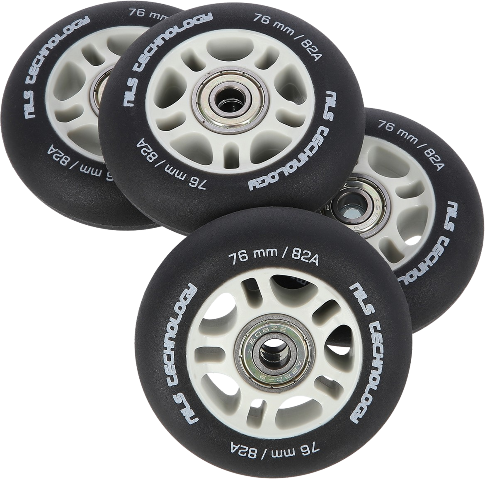 NORTHIX, Black 76x24 82a Pu Wheels  Abec-9 Bearings Set