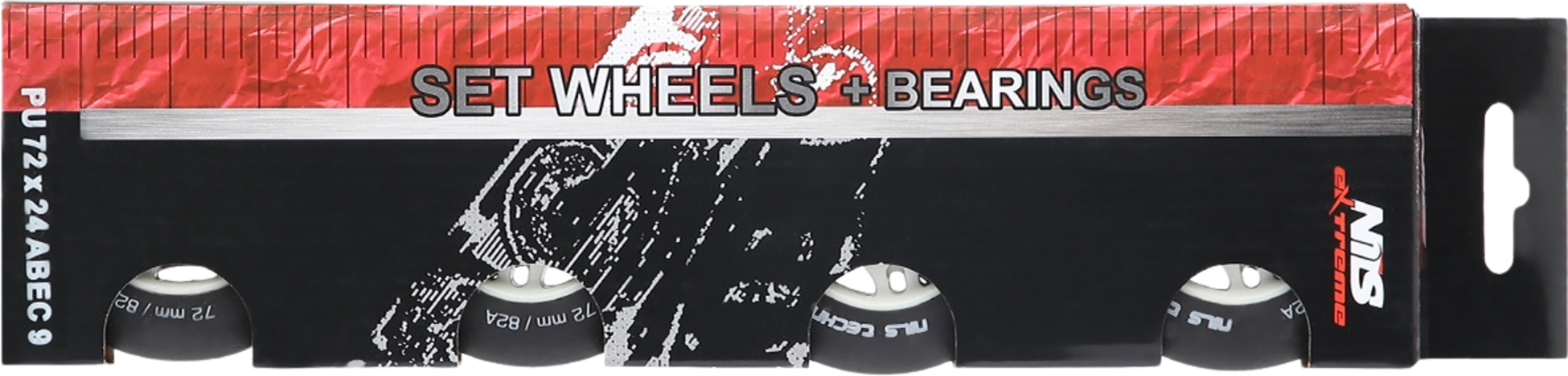 NORTHIX, Black 76x24 82a Pu Wheels  Abec-9 Bearings Set