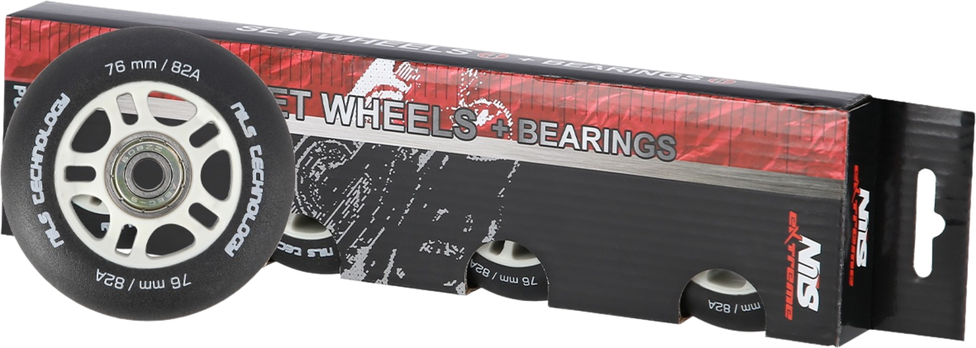 NORTHIX, Black 76x24 82a Pu Wheels  Abec-9 Bearings Set