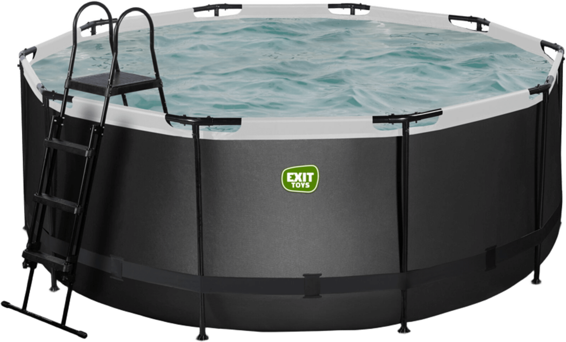 EXIT, Black Leather Pool &Oslash;360x122cm Med Filterpump - Svart