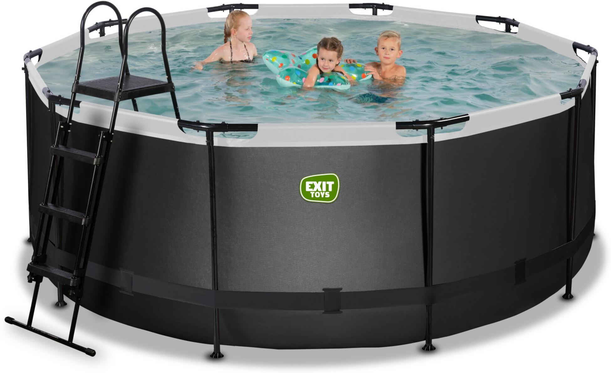 EXIT, Black Leather Pool &Oslash;360x122cm Med Filterpump - Svart