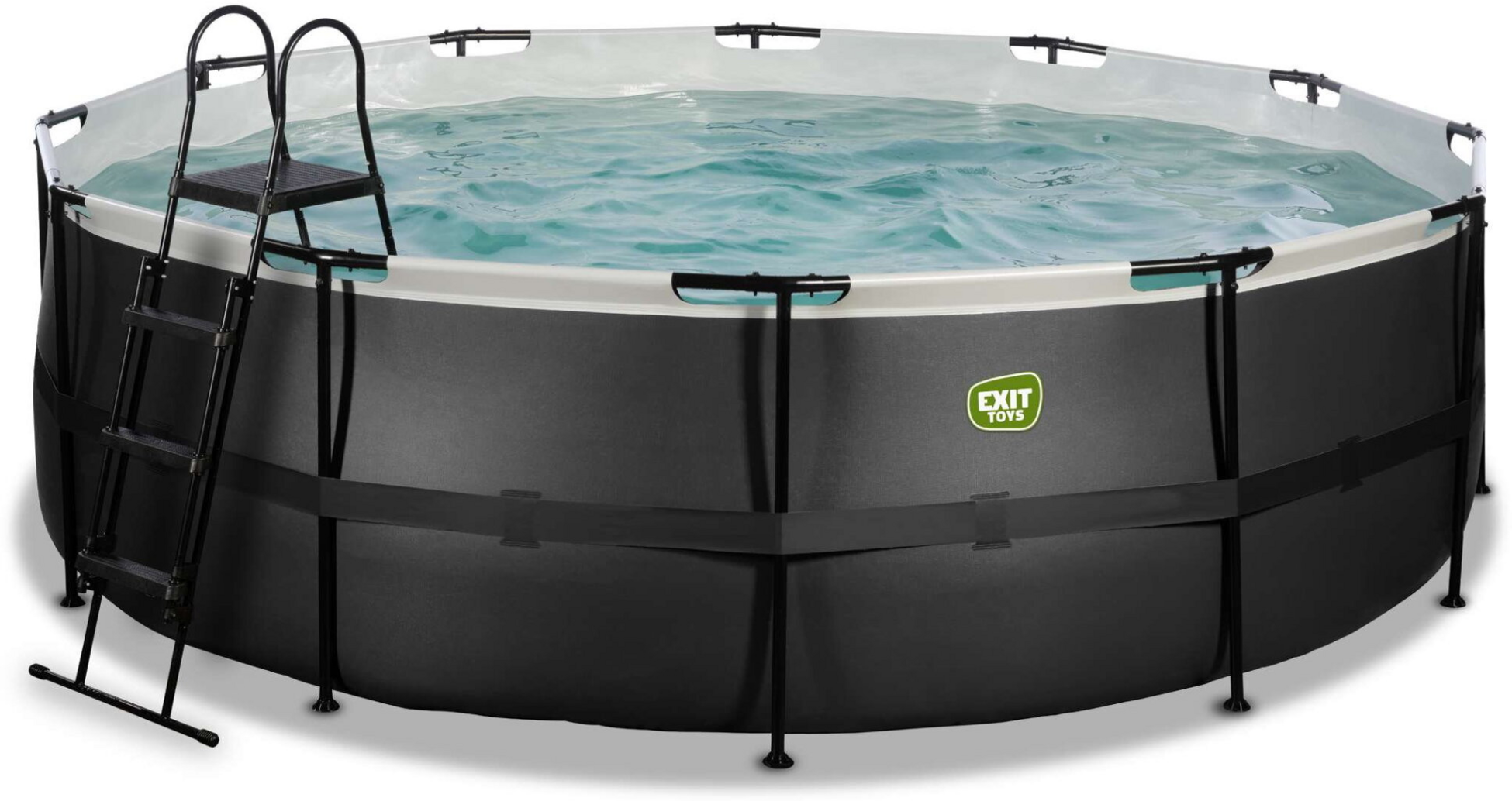 EXIT, Black Leather Pool &Oslash;450x122cm Med Filterpump - Svart