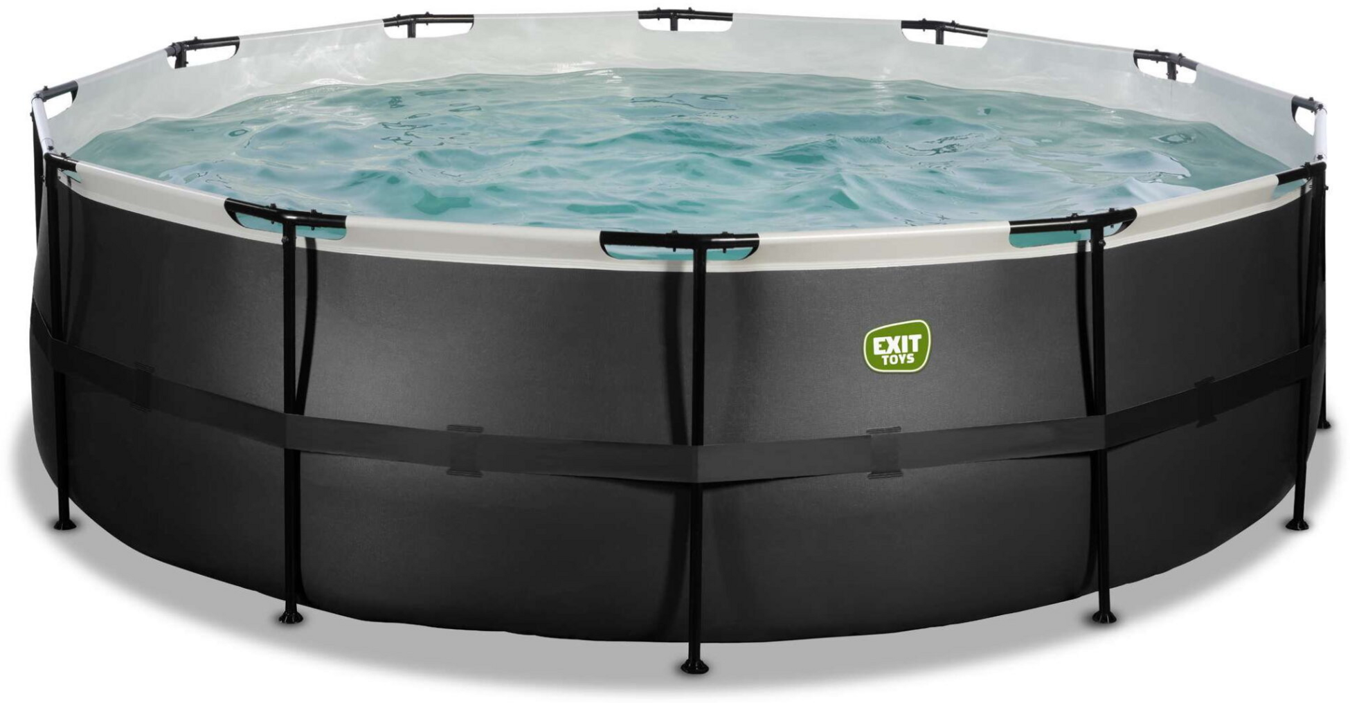 EXIT, Black Leather Pool &Oslash;450x122cm Med Filterpump - Svart