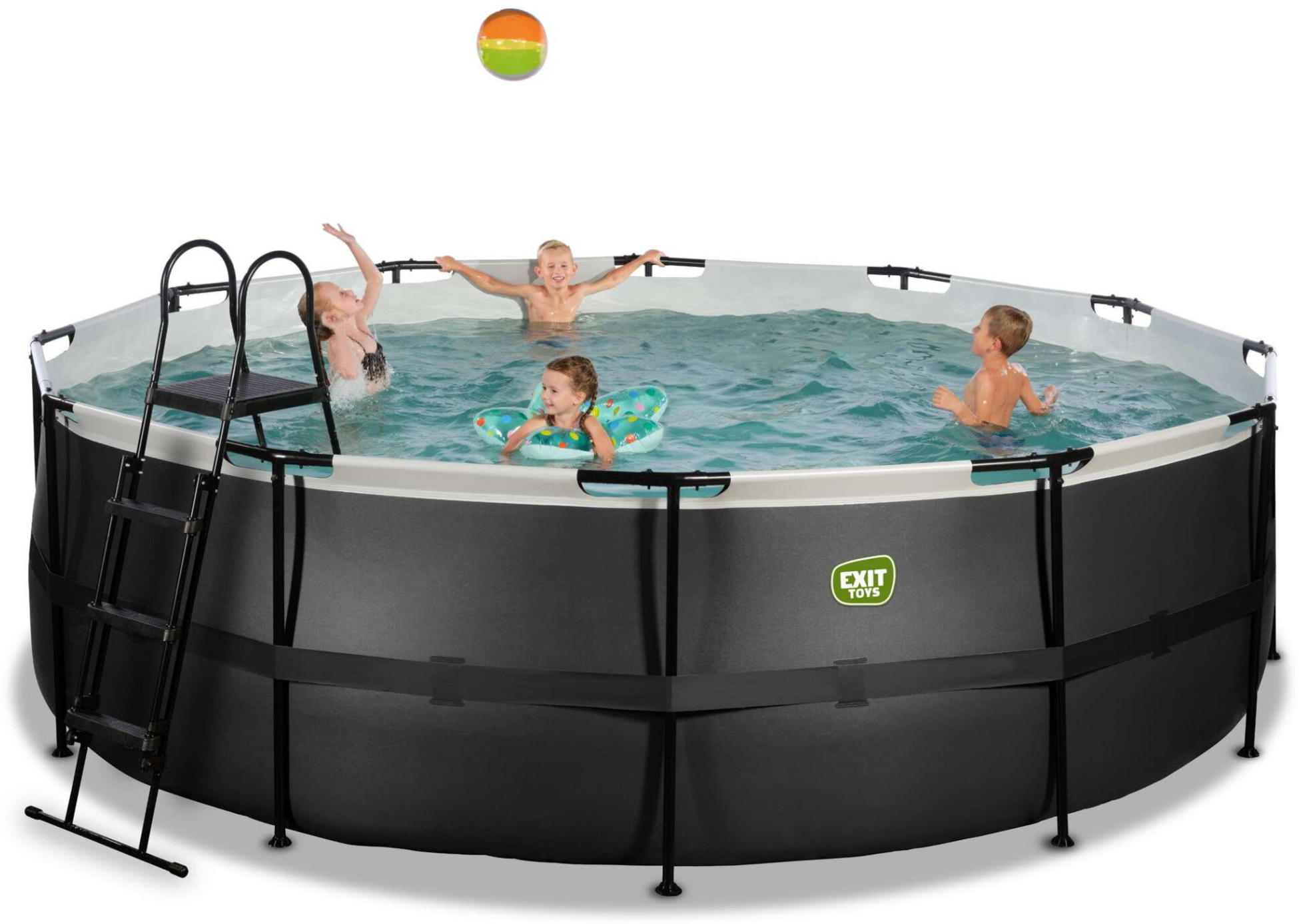 EXIT, Black Leather Pool &Oslash;450x122cm Med Filterpump - Svart