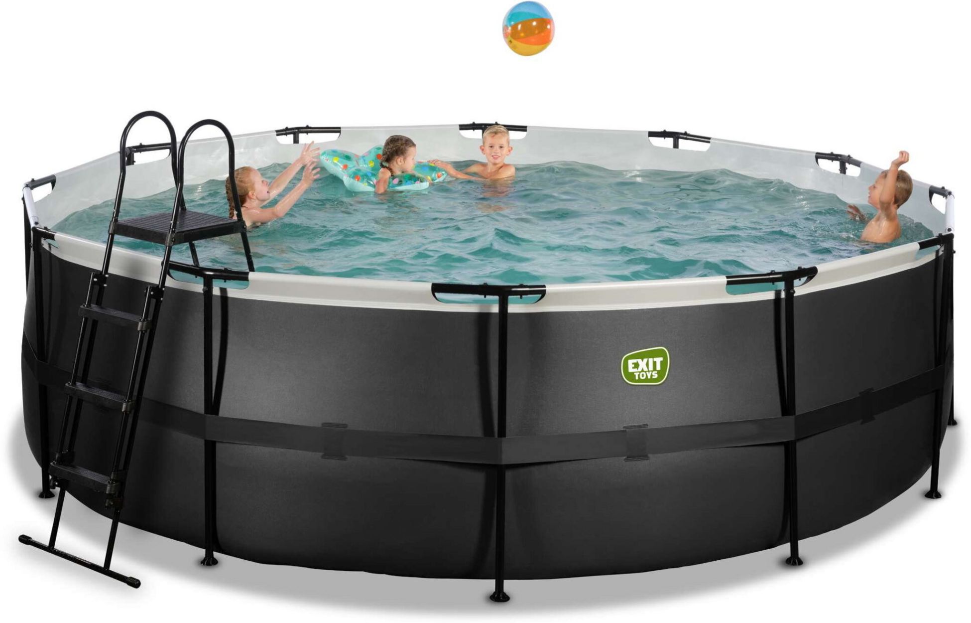 EXIT, Black Leather Pool &Oslash;450x122cm Med Filterpump - Svart