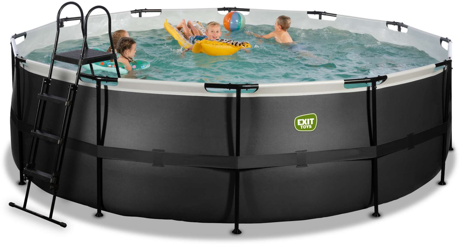 EXIT, Black Leather Pool &Oslash;450x122cm Med Filterpump - Svart