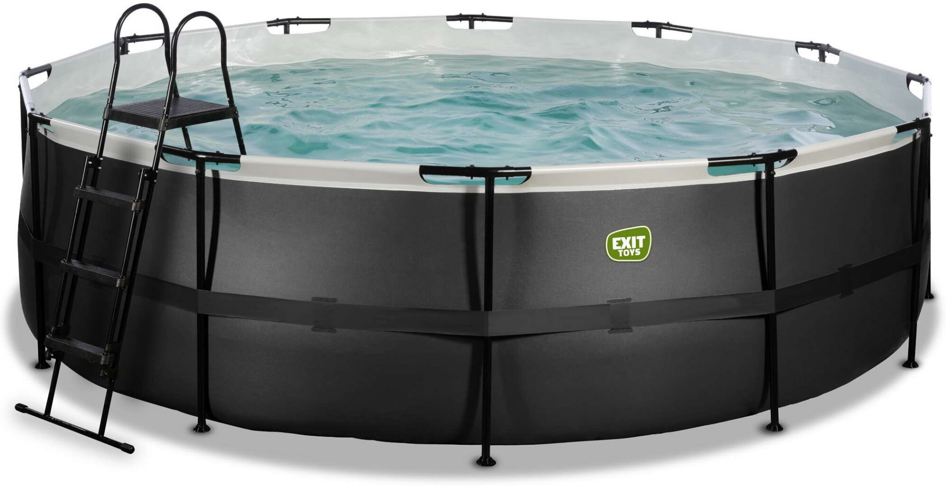 EXIT, Black Leather Pool &Oslash;488x122cm Med Filterpump - Svart