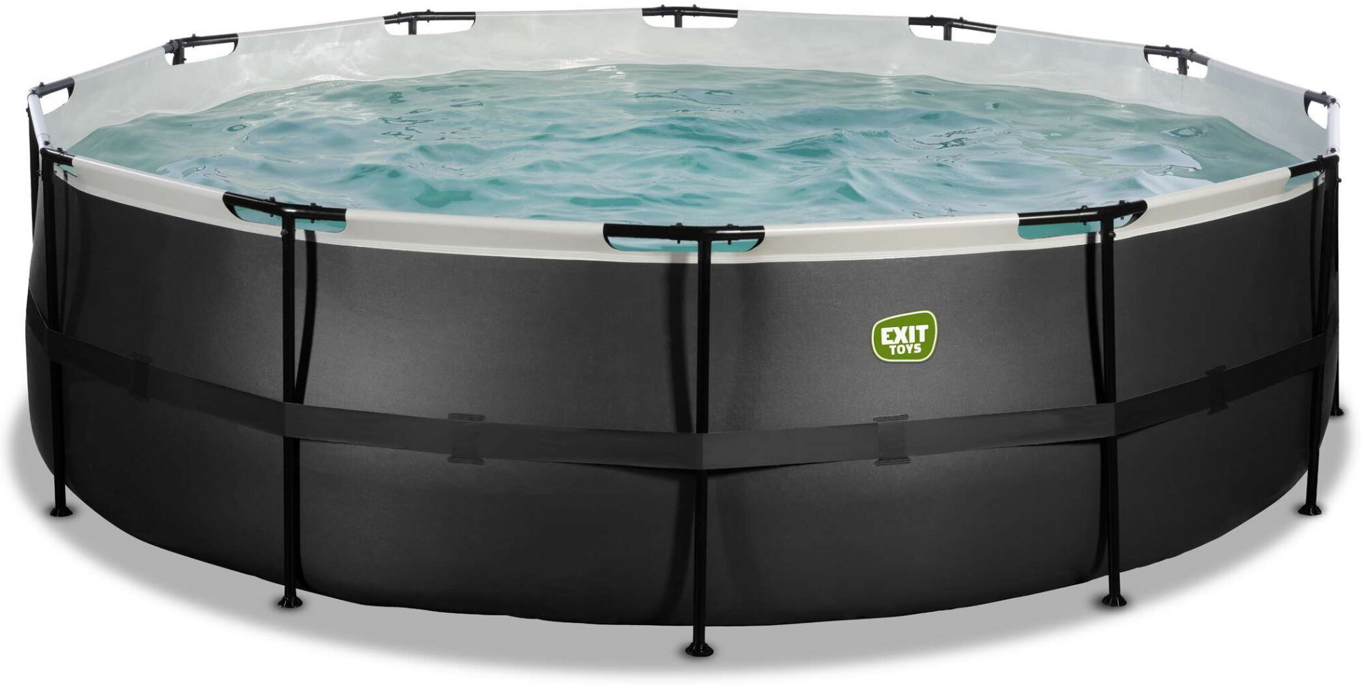EXIT, Black Leather Pool &Oslash;488x122cm Med Filterpump - Svart