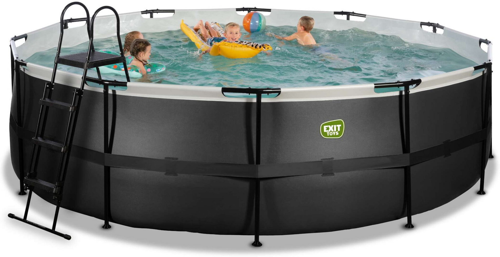 EXIT, Black Leather Pool &Oslash;488x122cm Med Filterpump - Svart