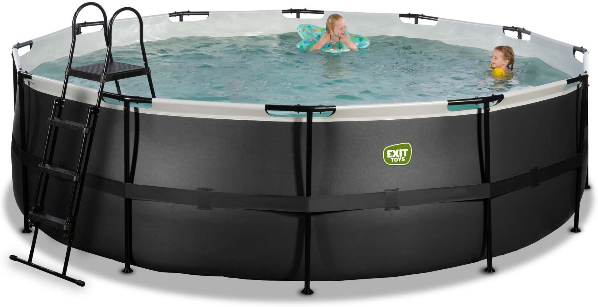 EXIT, Black Leather Pool &Oslash;488x122cm Med Filterpump - Svart
