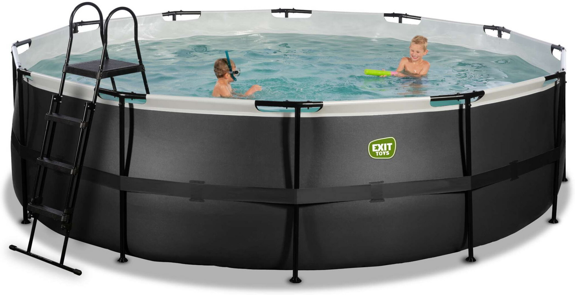 EXIT, Black Leather Pool &Oslash;488x122cm Med Filterpump - Svart