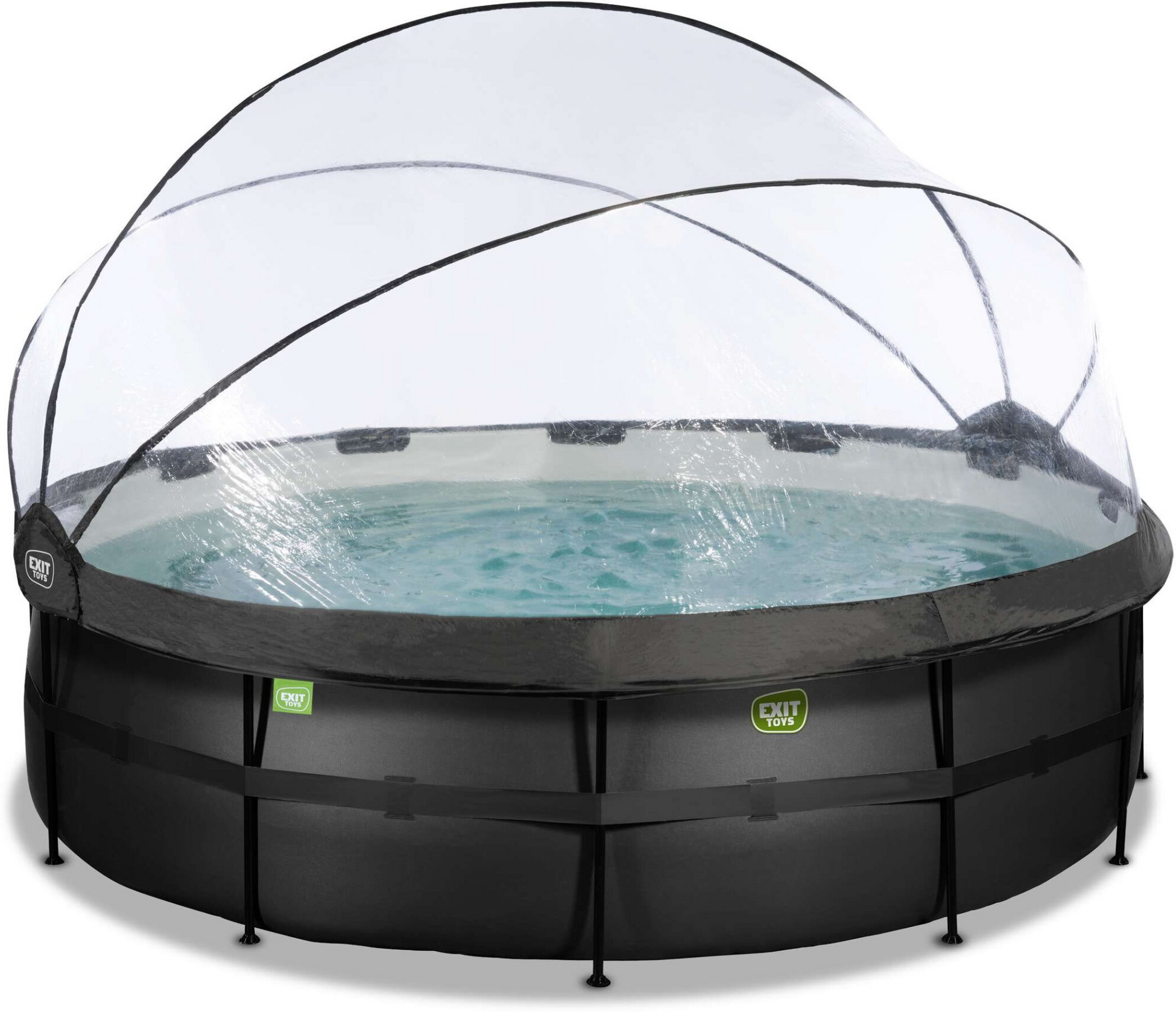 EXIT, Black Leather Pool &Oslash;488x122cm Med Sandfilterpump Och Tak - Svart