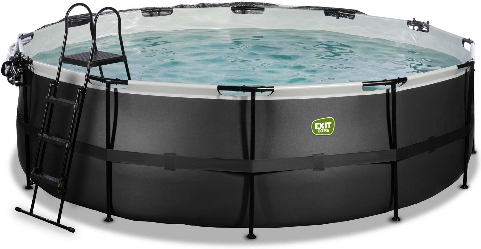 EXIT, Black Leather Pool &Oslash;488x122cm Med Sandfilterpump Och Tak - Svart