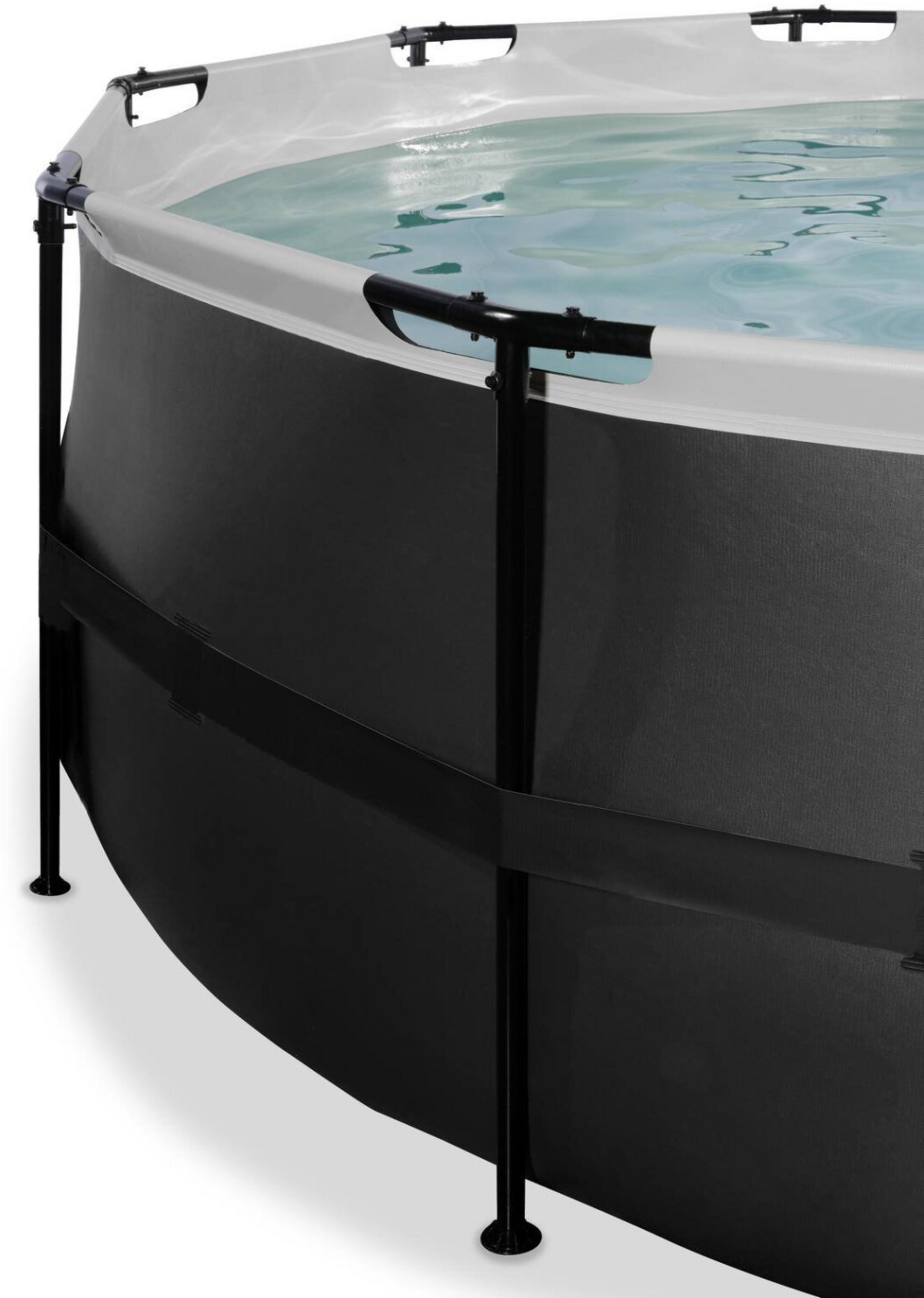 EXIT, Black Leather Pool &Oslash;488x122cm Med Sandfilterpump Och Tak - Svart