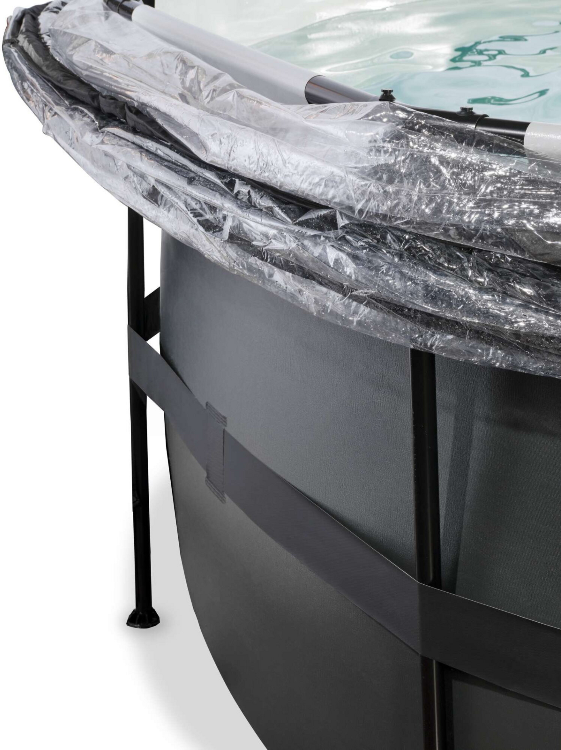 EXIT, Black Leather Pool &Oslash;488x122cm Med Sandfilterpump Och Tak - Svart