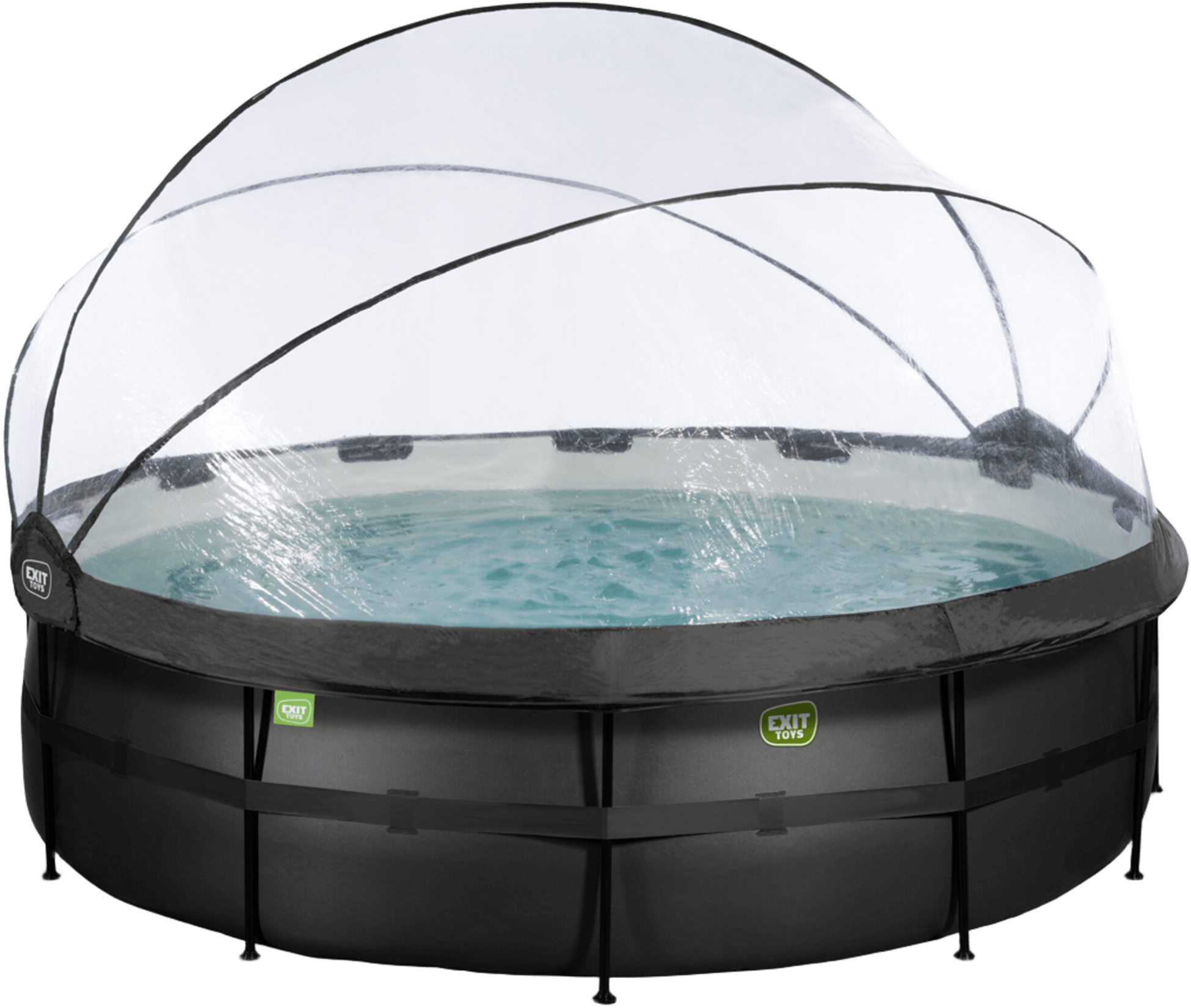 EXIT, Black Leather Pool &Oslash;488x122cm Med Sandfilterpump Och Tak Och V&auml;rmepump - Svart