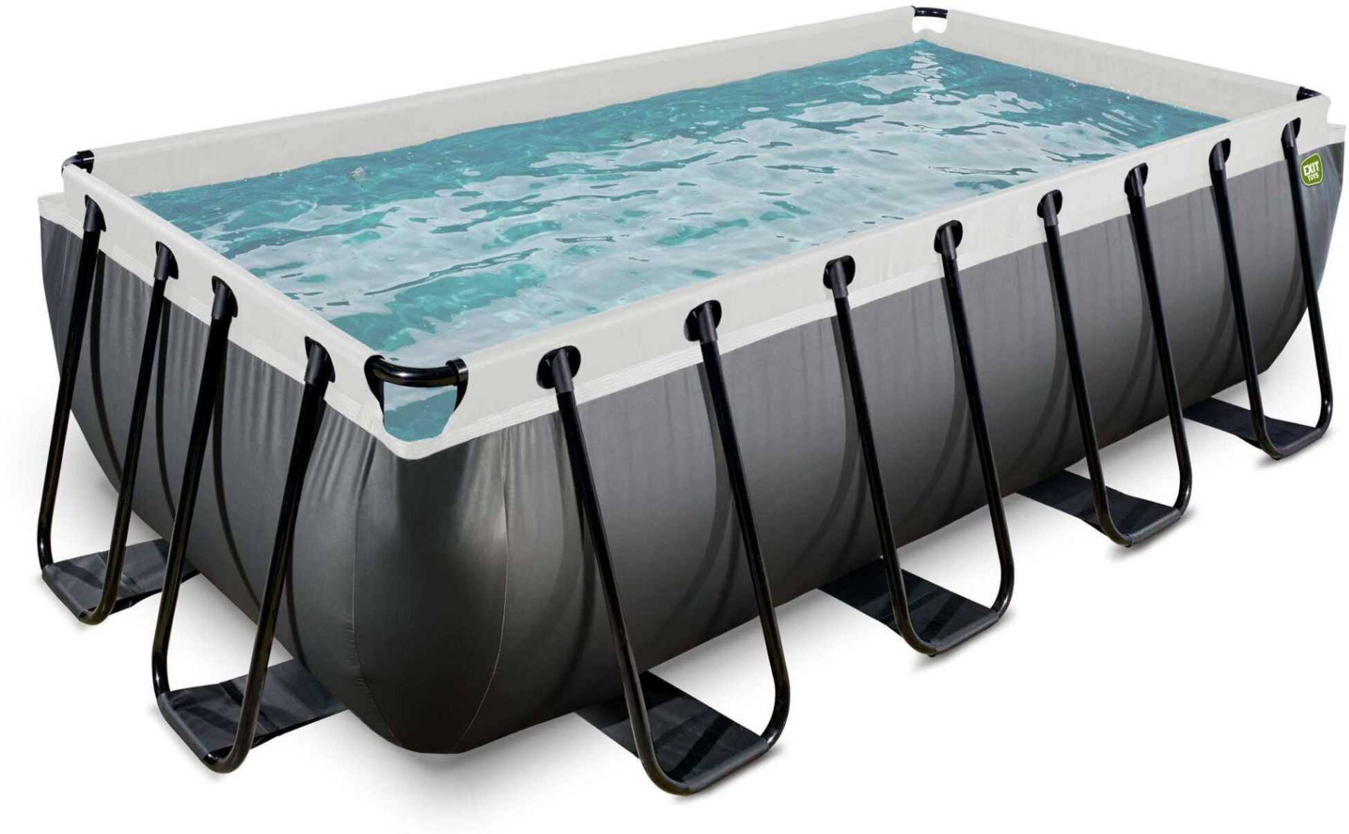 EXIT, Black Leather Pool 400x200x100cm Med Filterpump - Svart