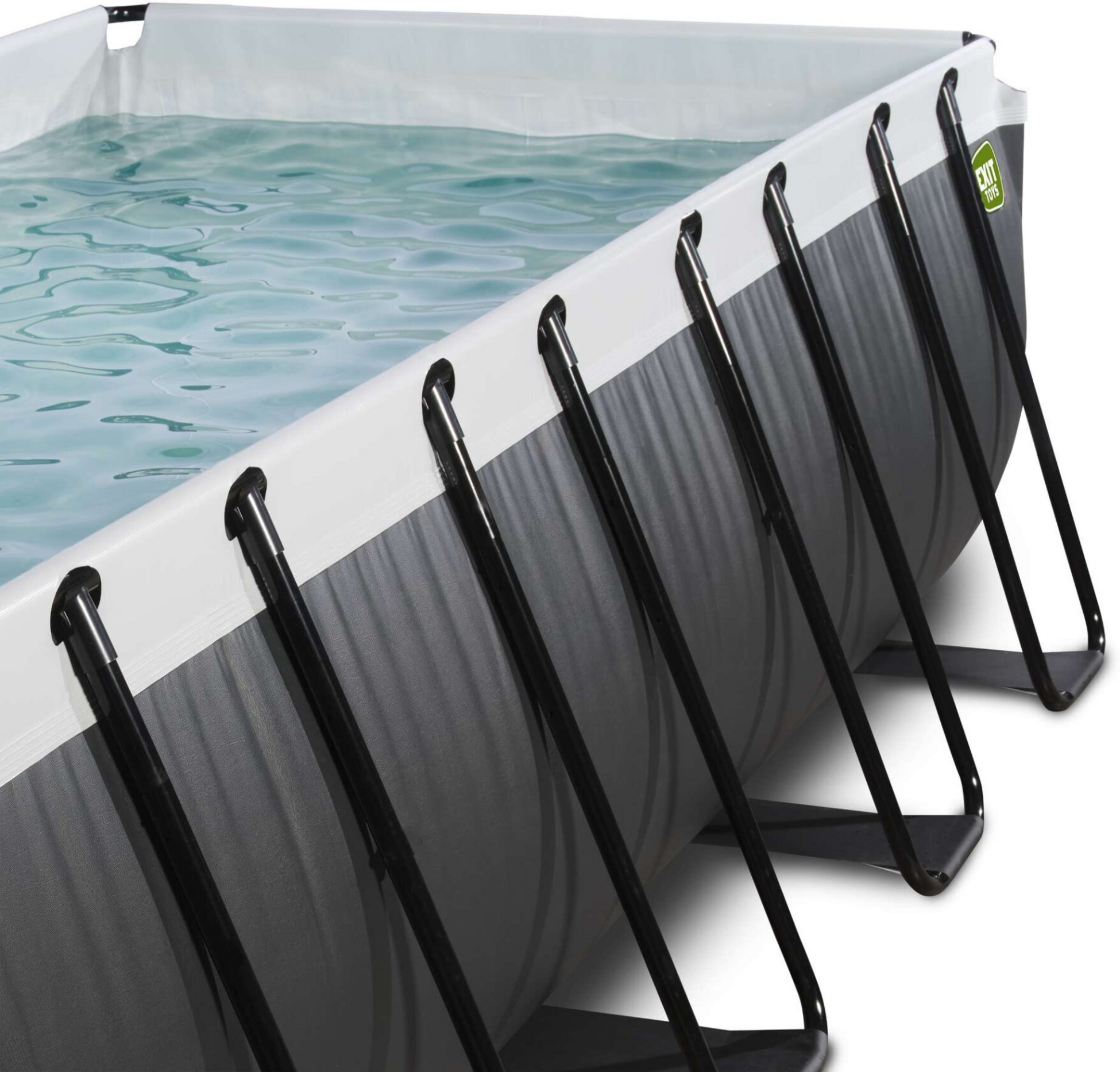 EXIT, Black Leather Pool 400x200x100cm Med Filterpump - Svart
