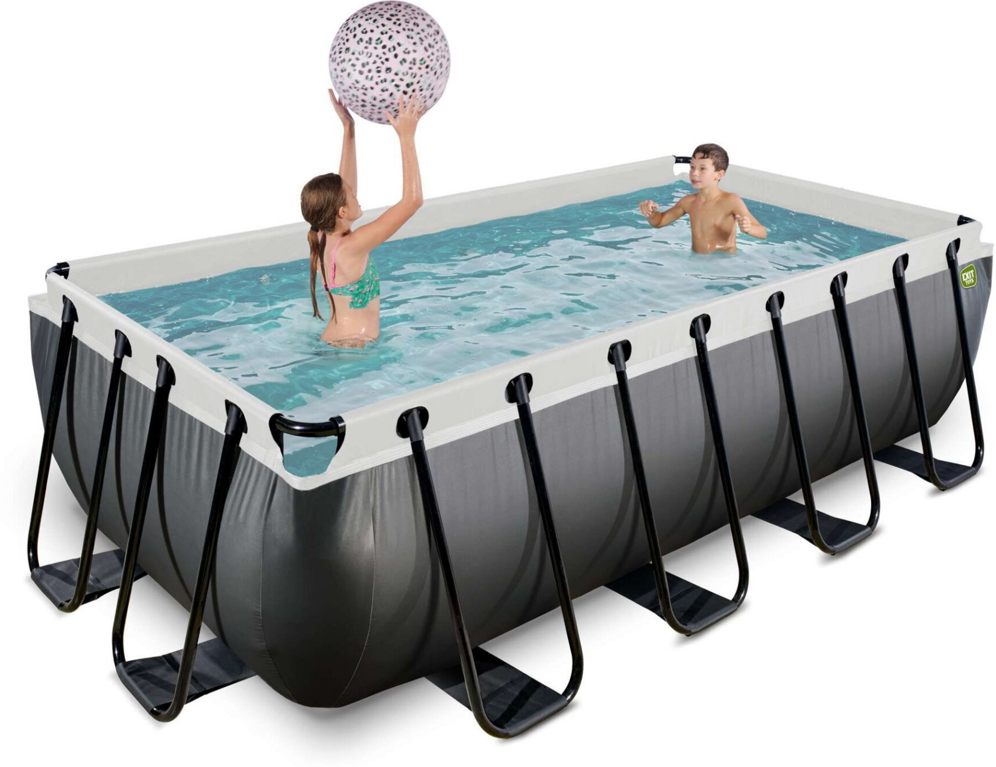 EXIT, Black Leather Pool 400x200x100cm Med Filterpump - Svart