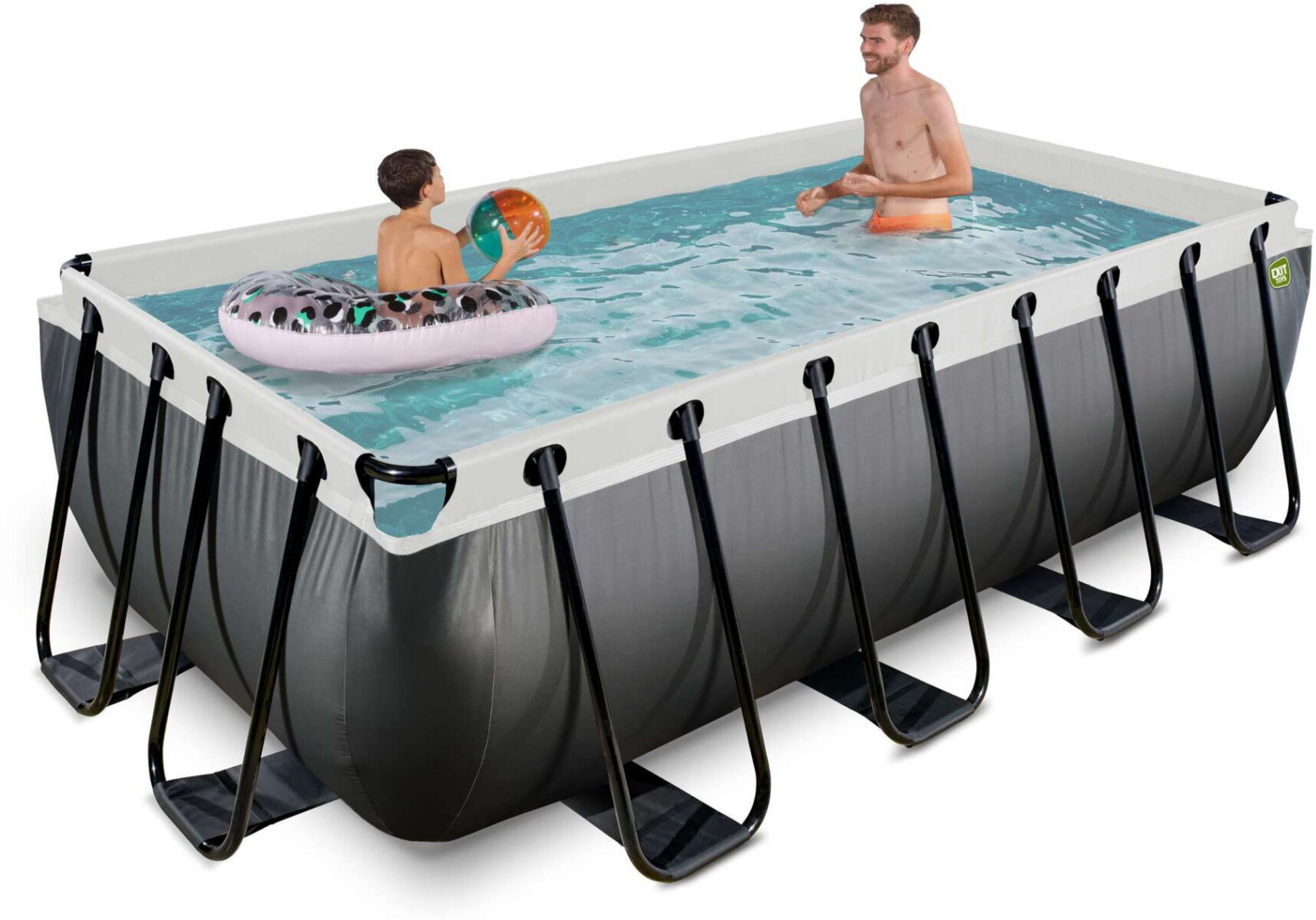 EXIT, Black Leather Pool 400x200x100cm Med Filterpump - Svart