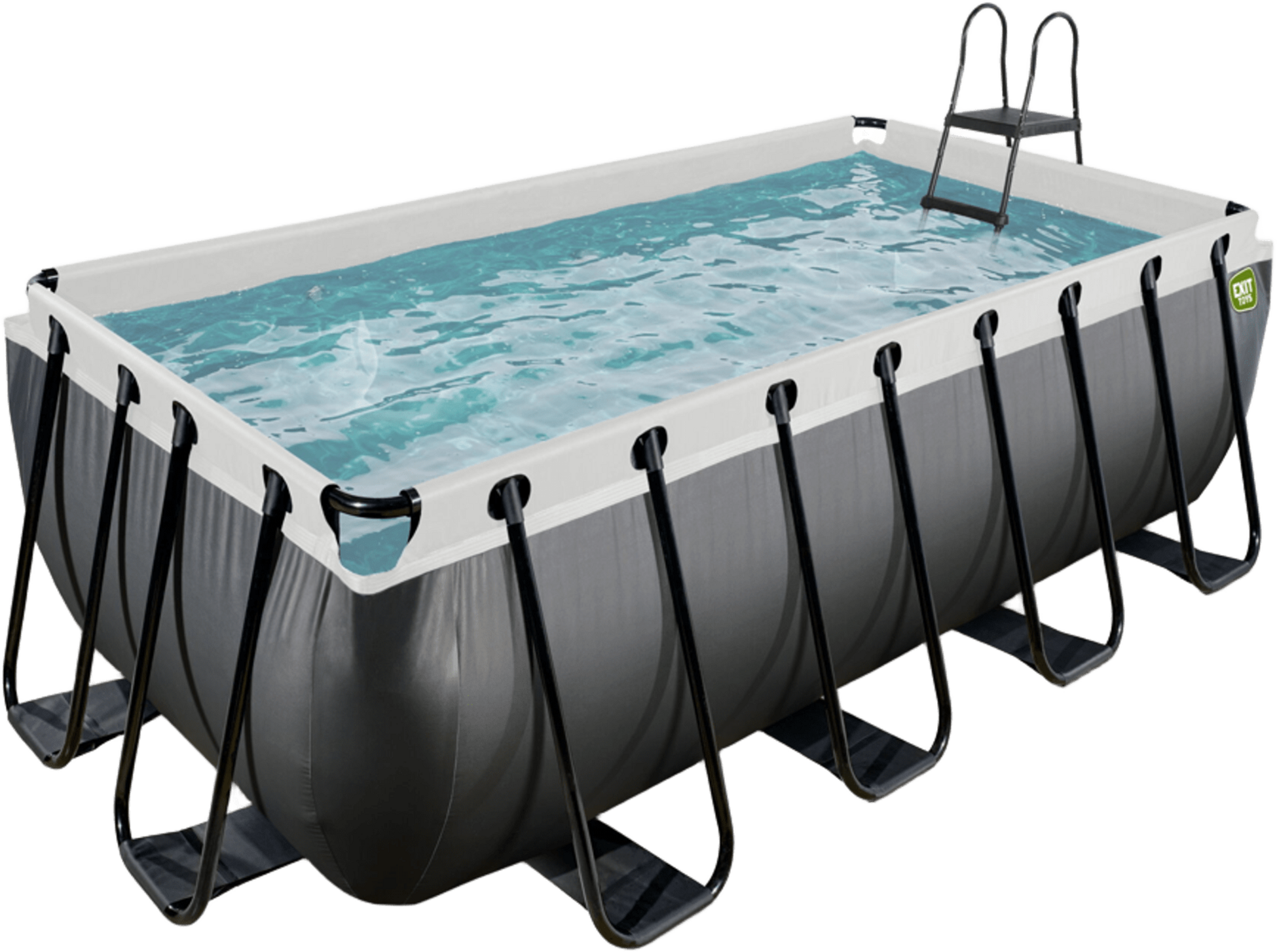 EXIT, Black Leather Pool 400x200x122cm Med Sandfilterpump - Svart