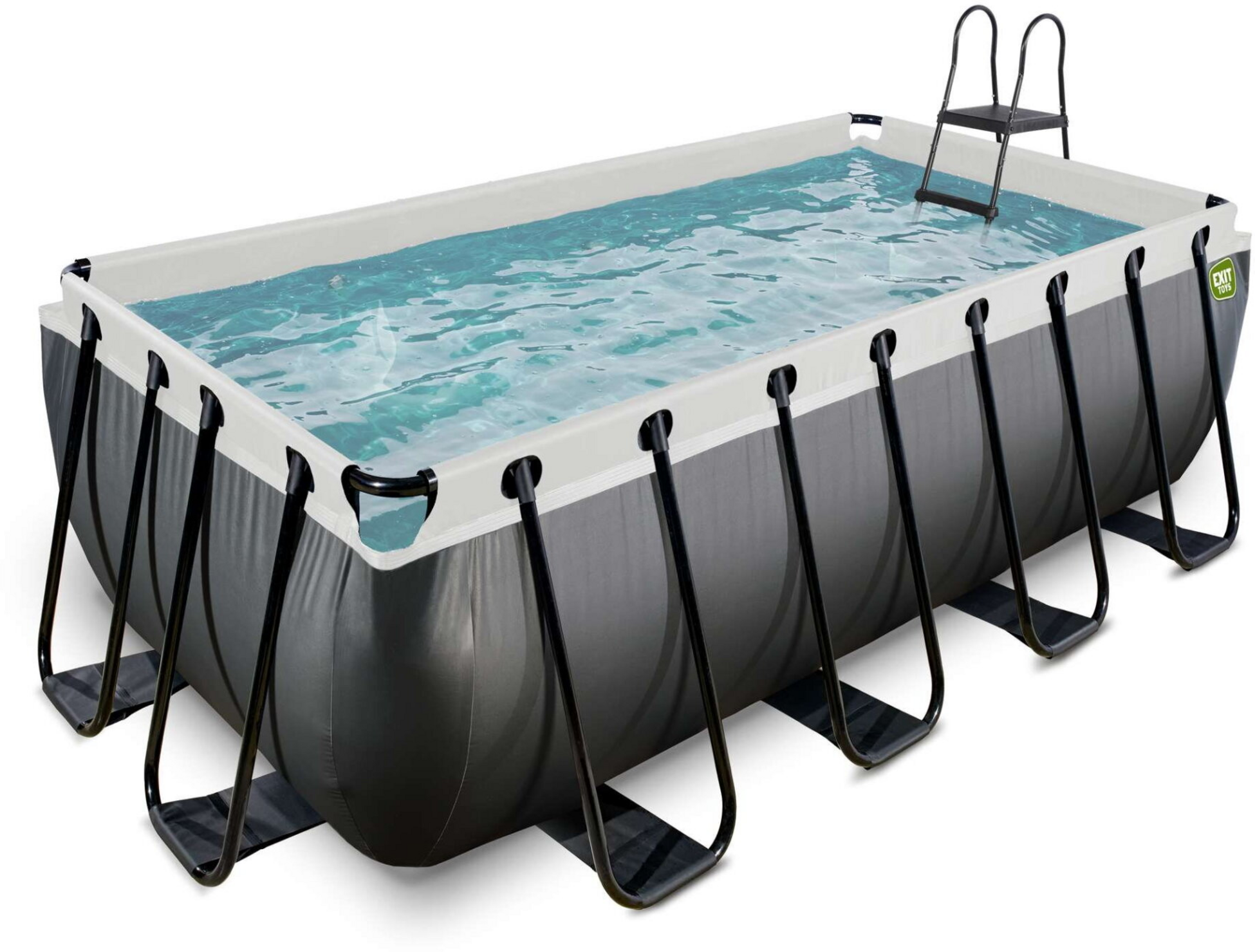 EXIT, Black Leather Pool 400x200x122cm Med Sandfilterpump - Svart
