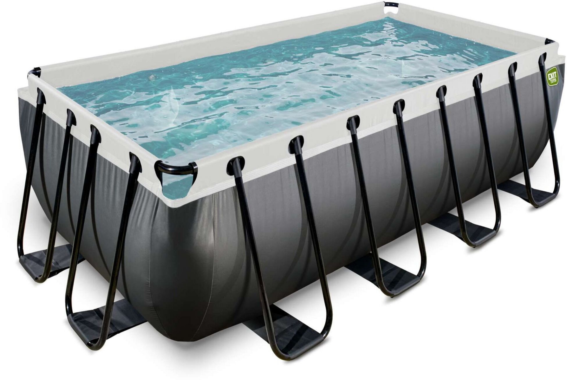 EXIT, Black Leather Pool 400x200x122cm Med Sandfilterpump - Svart