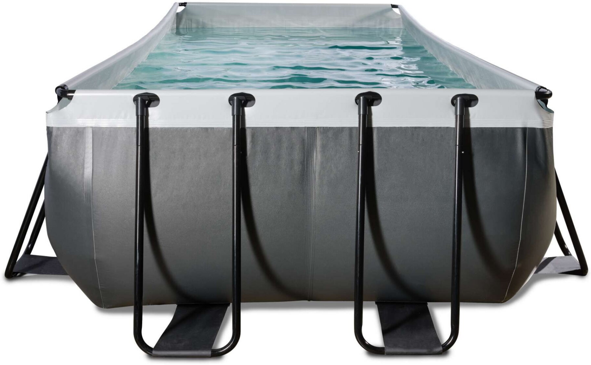 EXIT, Black Leather Pool 400x200x122cm Med Sandfilterpump - Svart