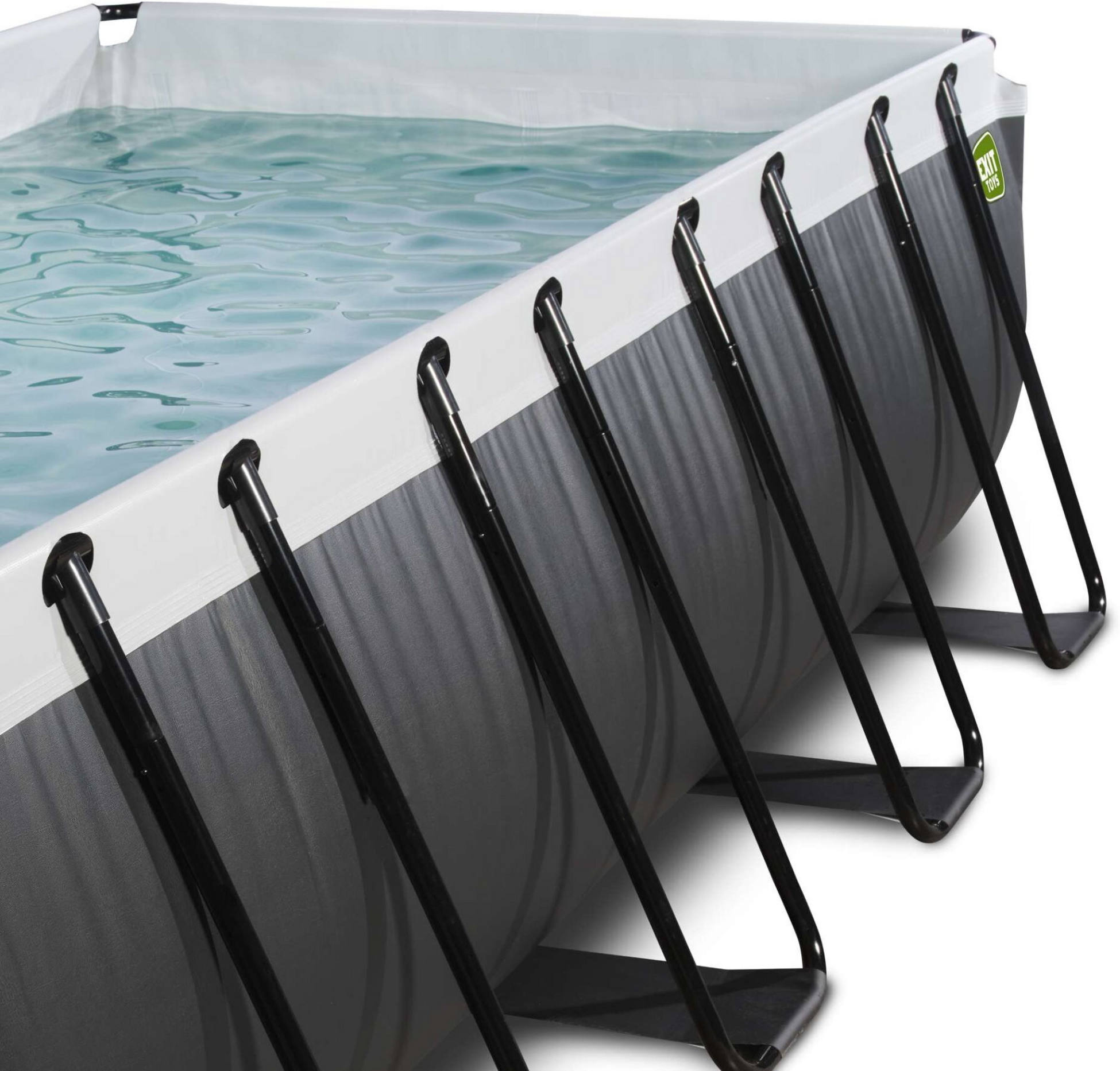 EXIT, Black Leather Pool 400x200x122cm Med Sandfilterpump - Svart