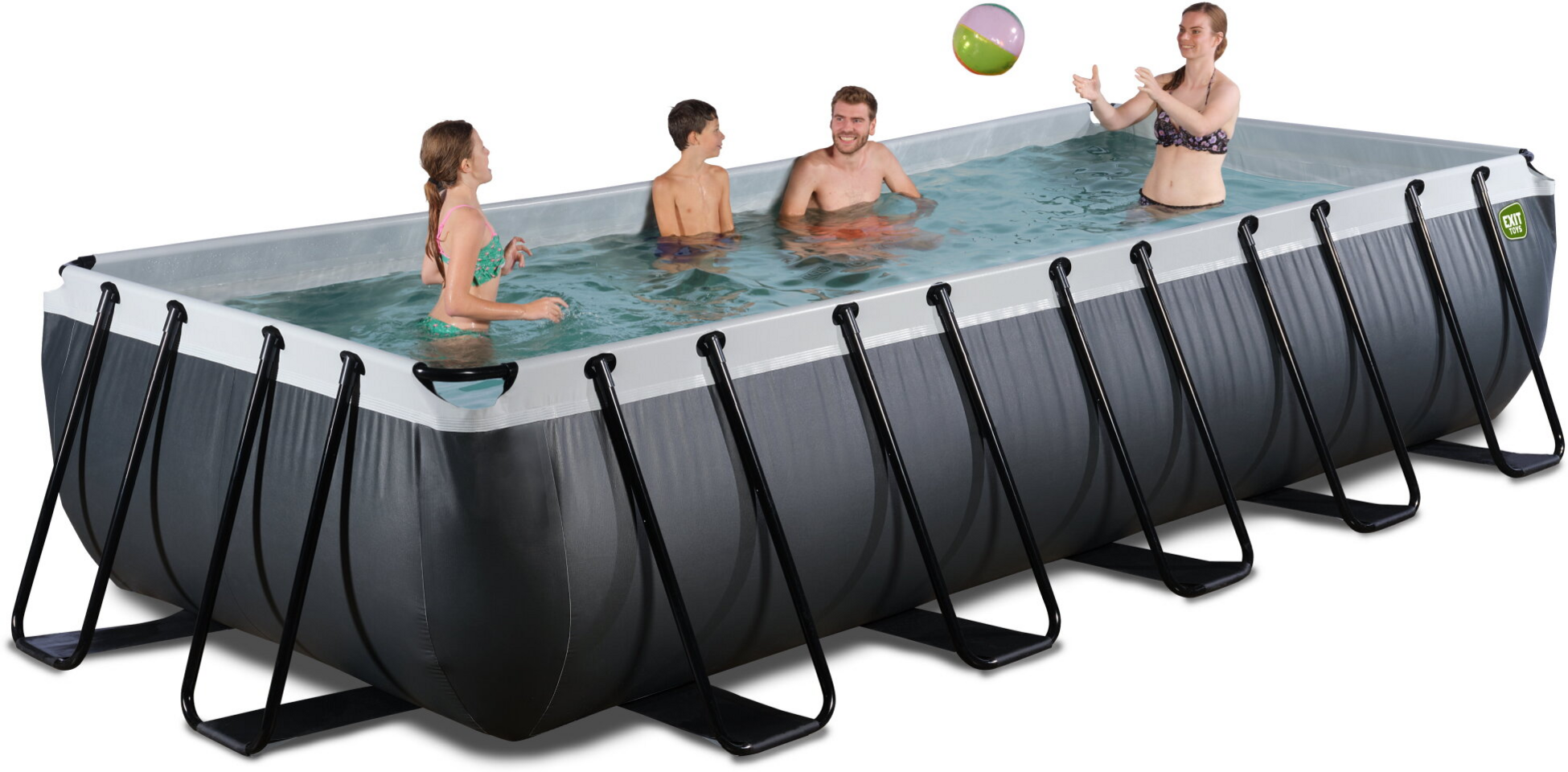 EXIT, Black Leather Pool 540x250x100cm Med Filterpump - Svart