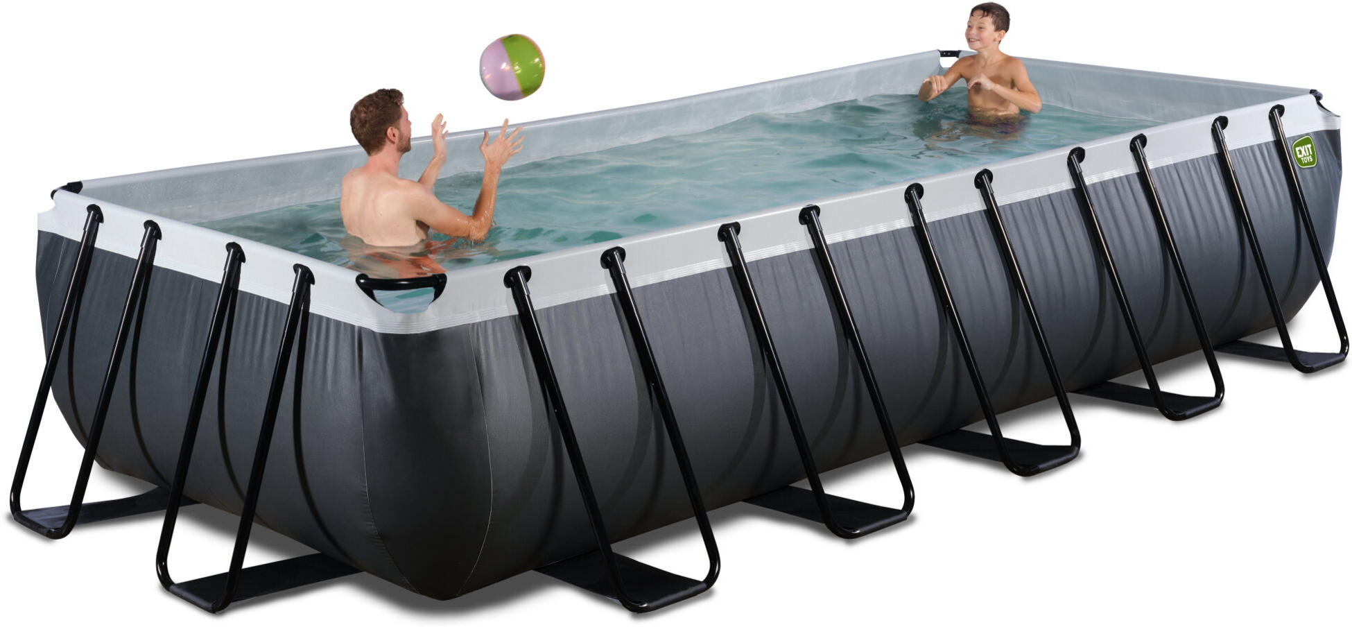 EXIT, Black Leather Pool 540x250x100cm Med Sandfilterpump - Svart