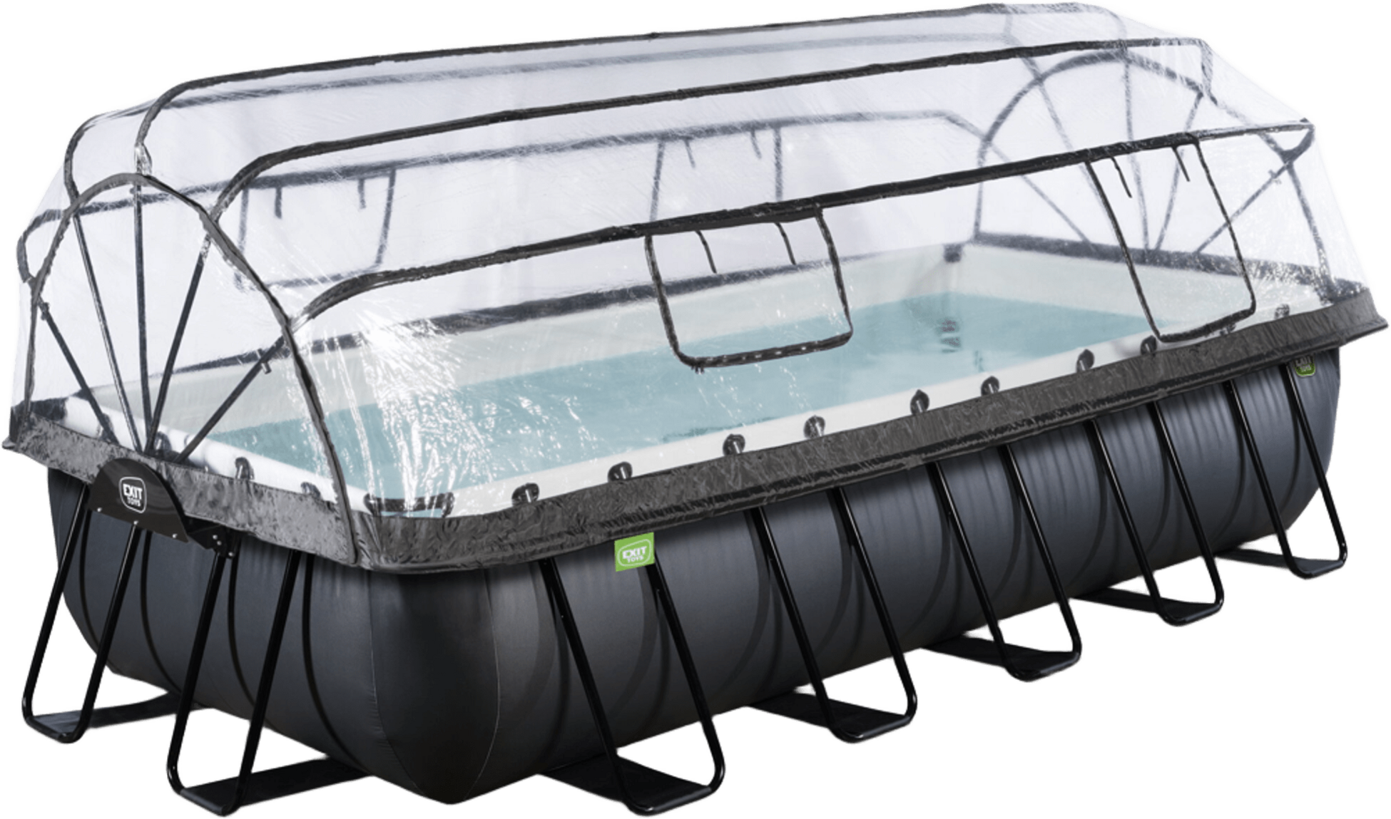 EXIT, Black Leather Pool 540x250x100cm Med Sandfilterpump Och Tak - Svart