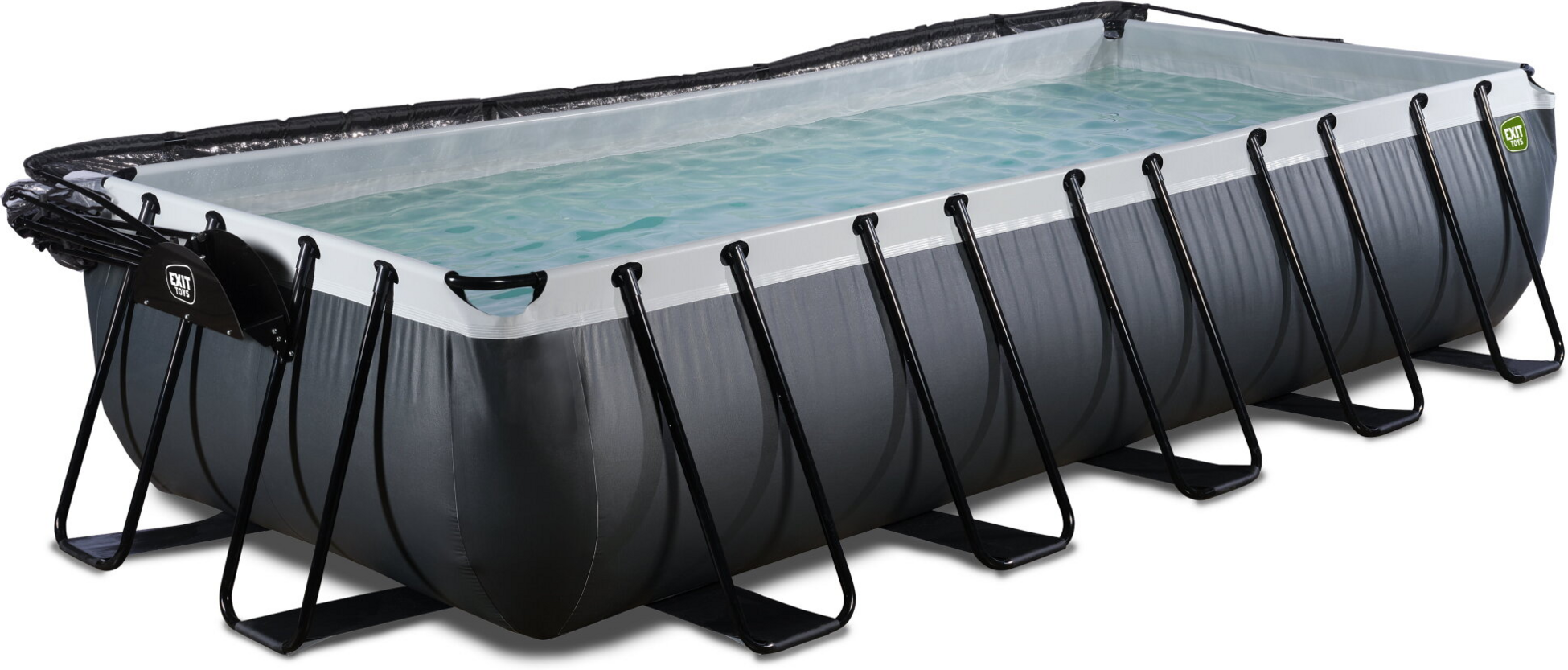 EXIT, Black Leather Pool 540x250x100cm Med Sandfilterpump Och Tak - Svart