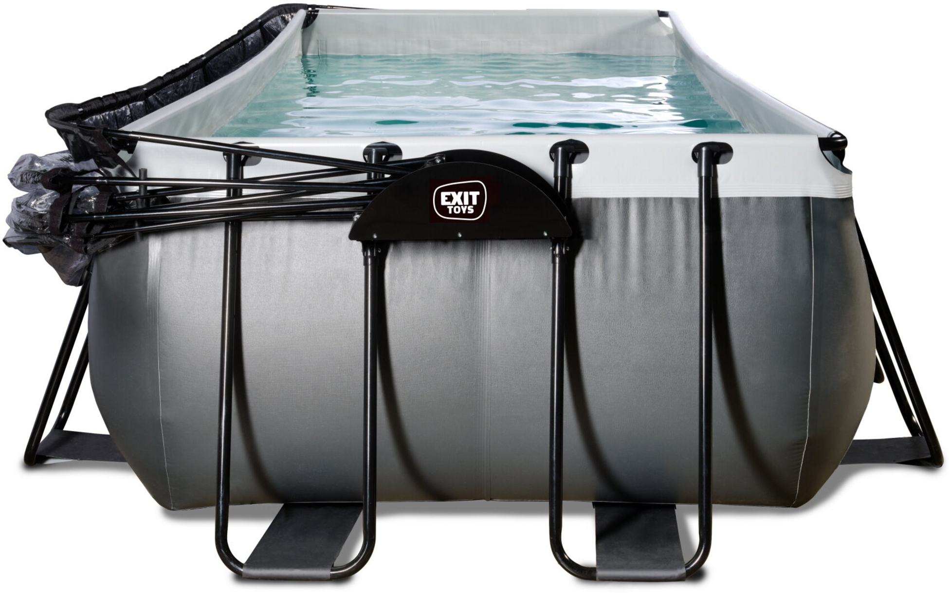 EXIT, Black Leather Pool 540x250x100cm Med Sandfilterpump Och Tak - Svart