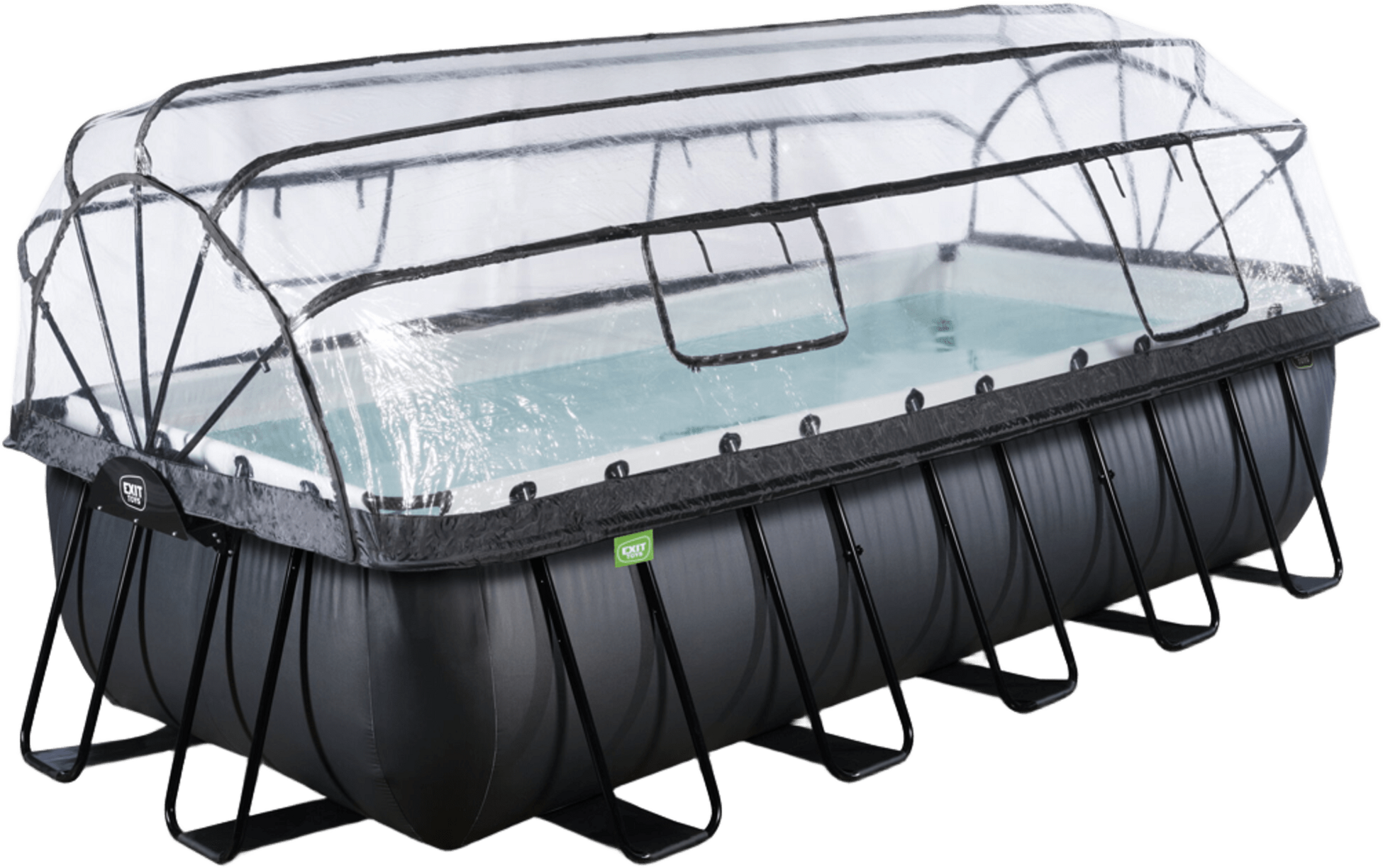 EXIT, Black Leather Pool 540x250x122cm Med Sandfilterpump Och Tak Och V&auml;rmepump - Svart
