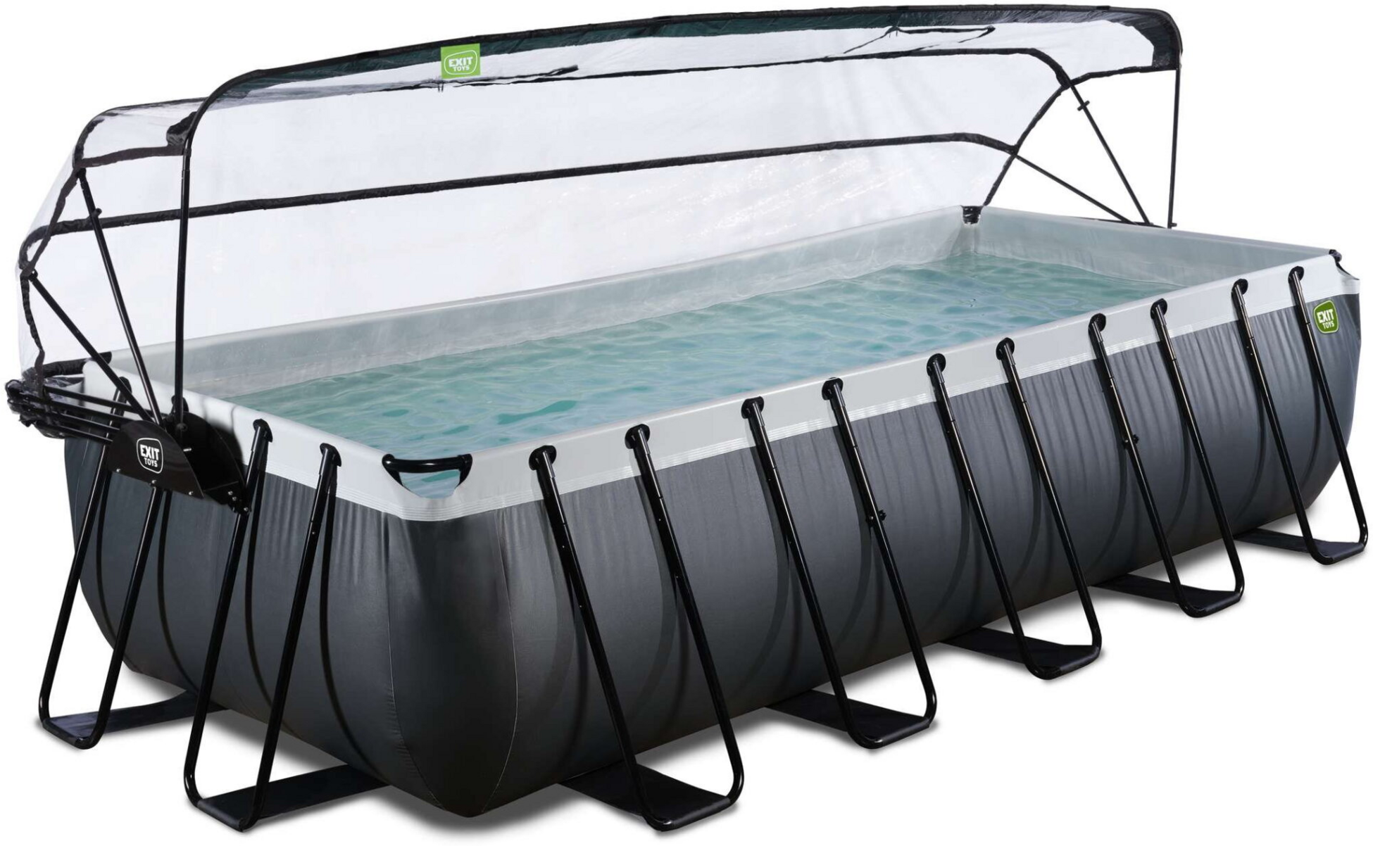 EXIT, Black Leather Pool 540x250x122cm Med Sandfilterpump Och Tak Och V&auml;rmepump - Svart