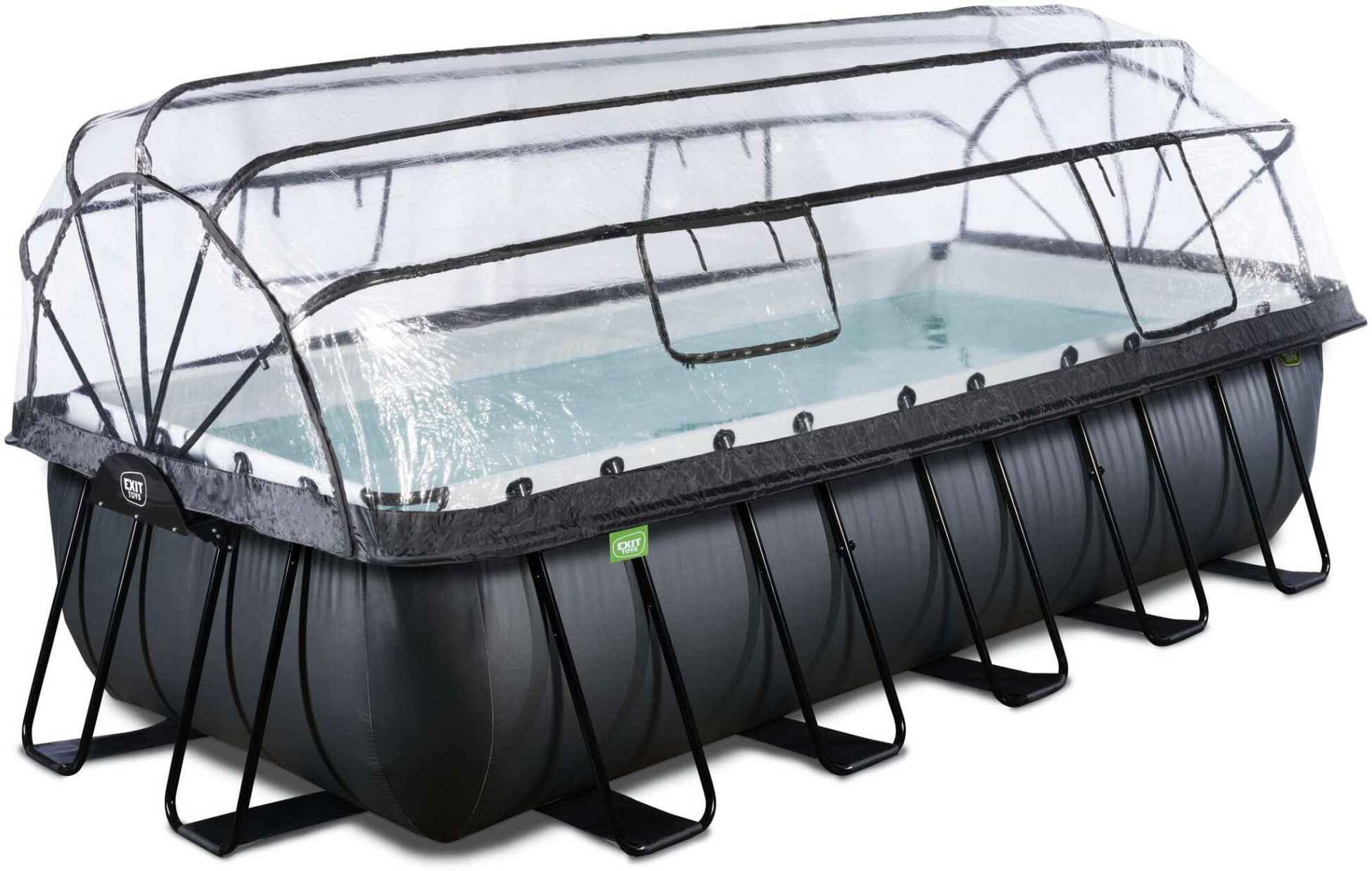 EXIT, Black Leather Pool 540x250x122cm Med Sandfilterpump Och Tak Och V&auml;rmepump - Svart