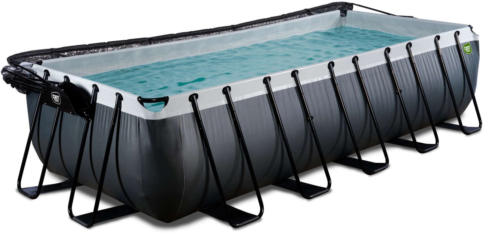 EXIT, Black Leather Pool 540x250x122cm Med Sandfilterpump Och Tak Och V&auml;rmepump - Svart