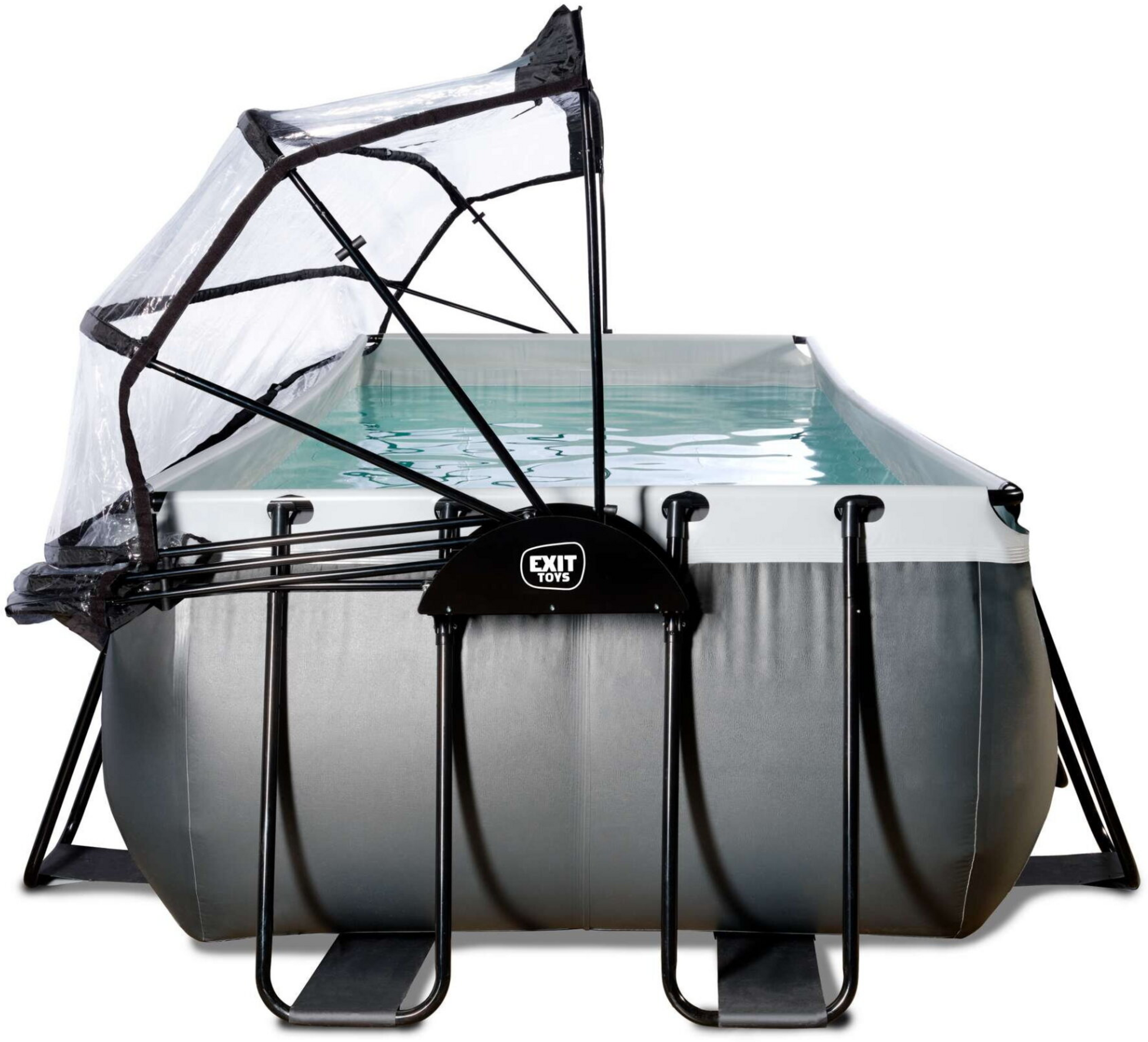 EXIT, Black Leather Pool 540x250x122cm Med Sandfilterpump Och Tak Och V&auml;rmepump - Svart