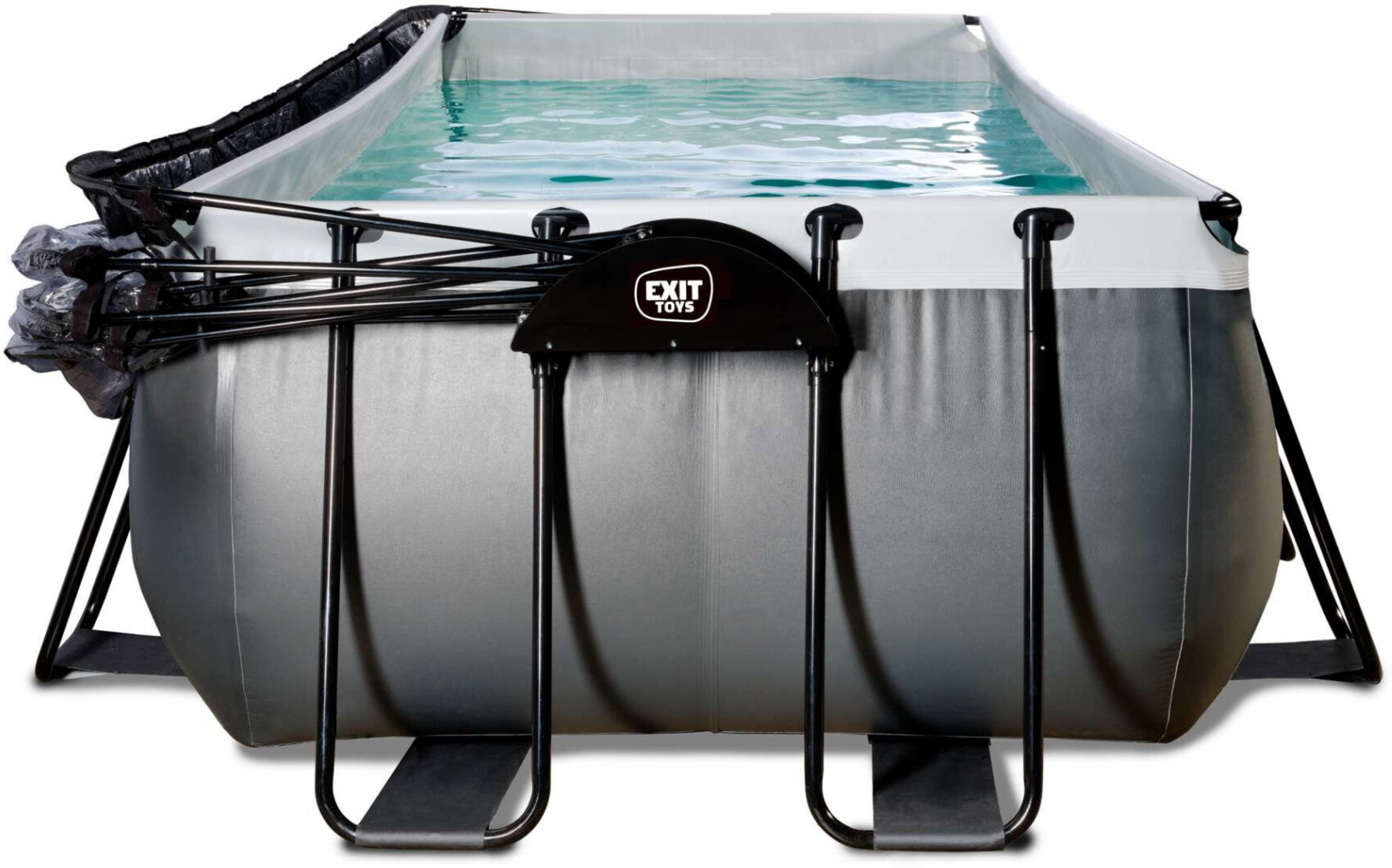 EXIT, Black Leather Pool 540x250x122cm Med Sandfilterpump Och Tak Och V&auml;rmepump - Svart